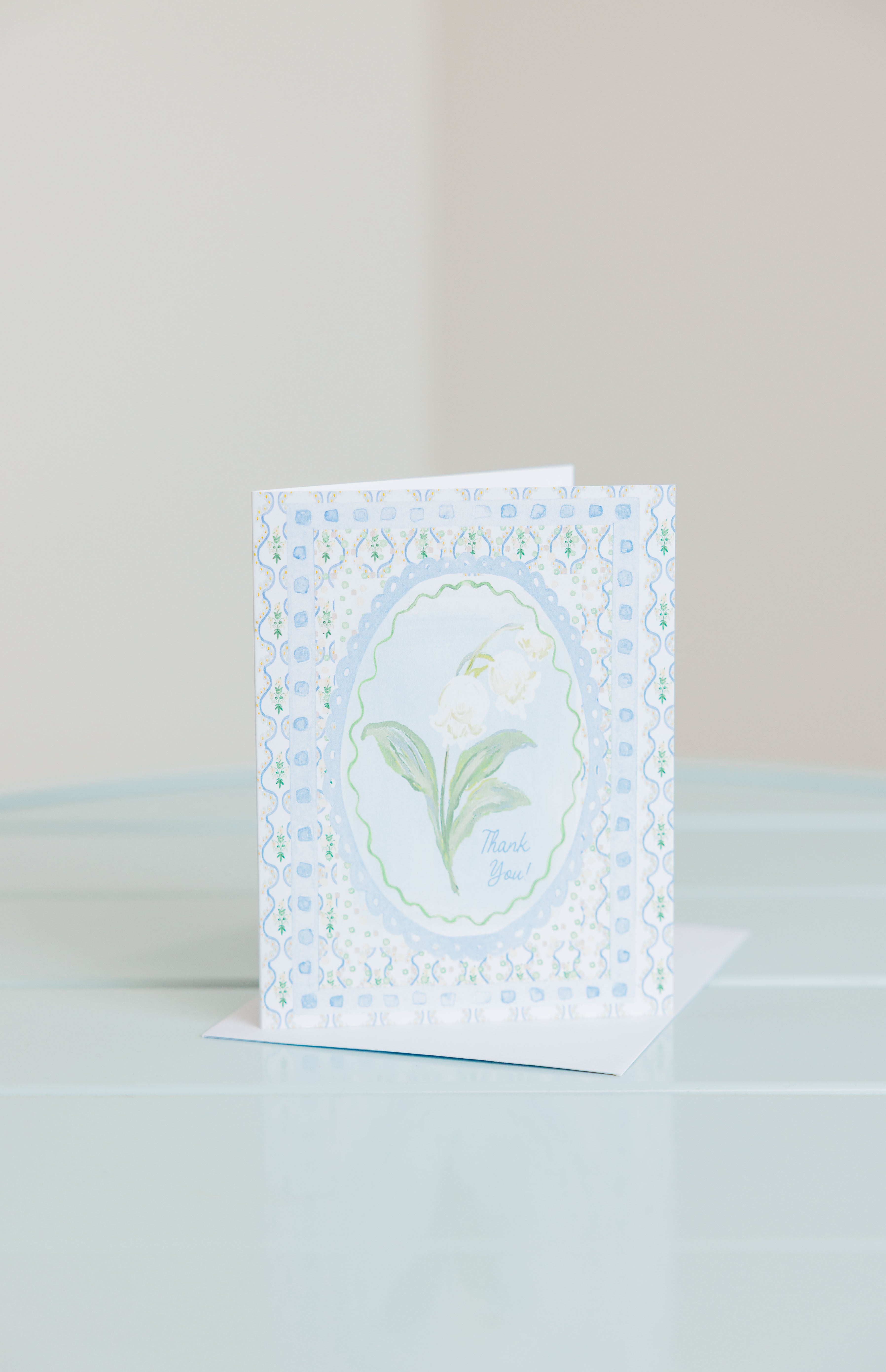 Blue Floral Thank You Card