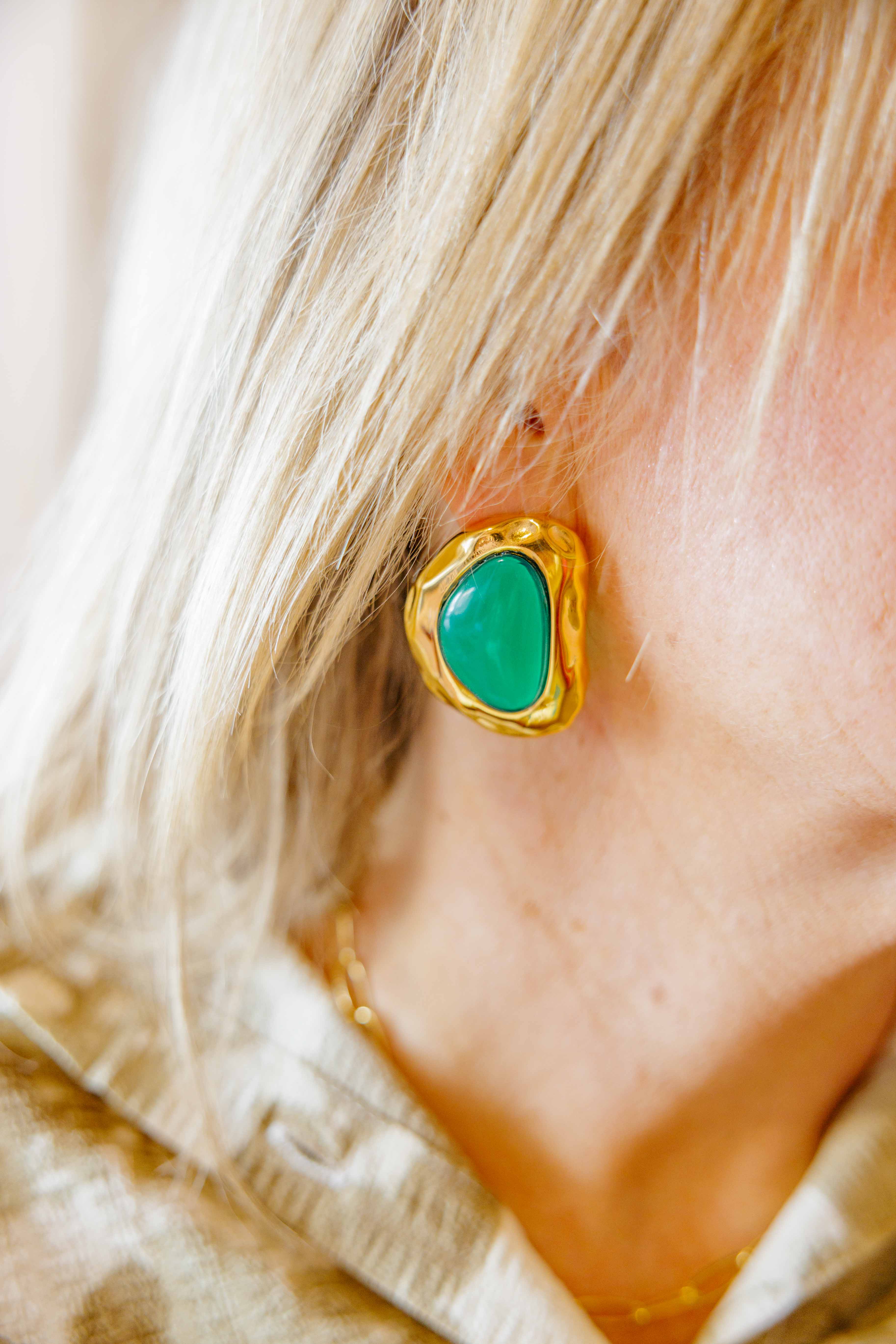 Mei Green Stone Earrings