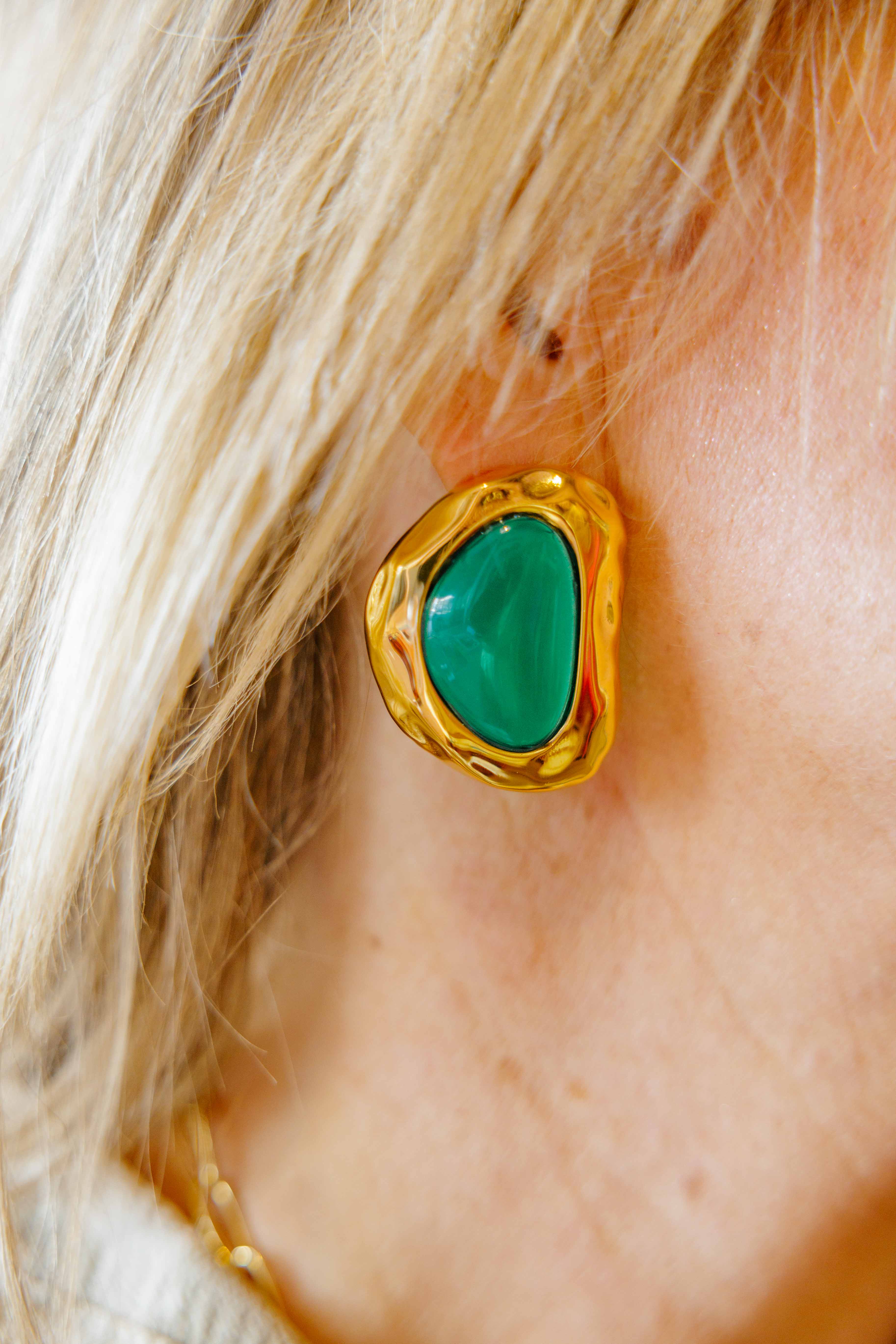 Mei Green Stone Earrings