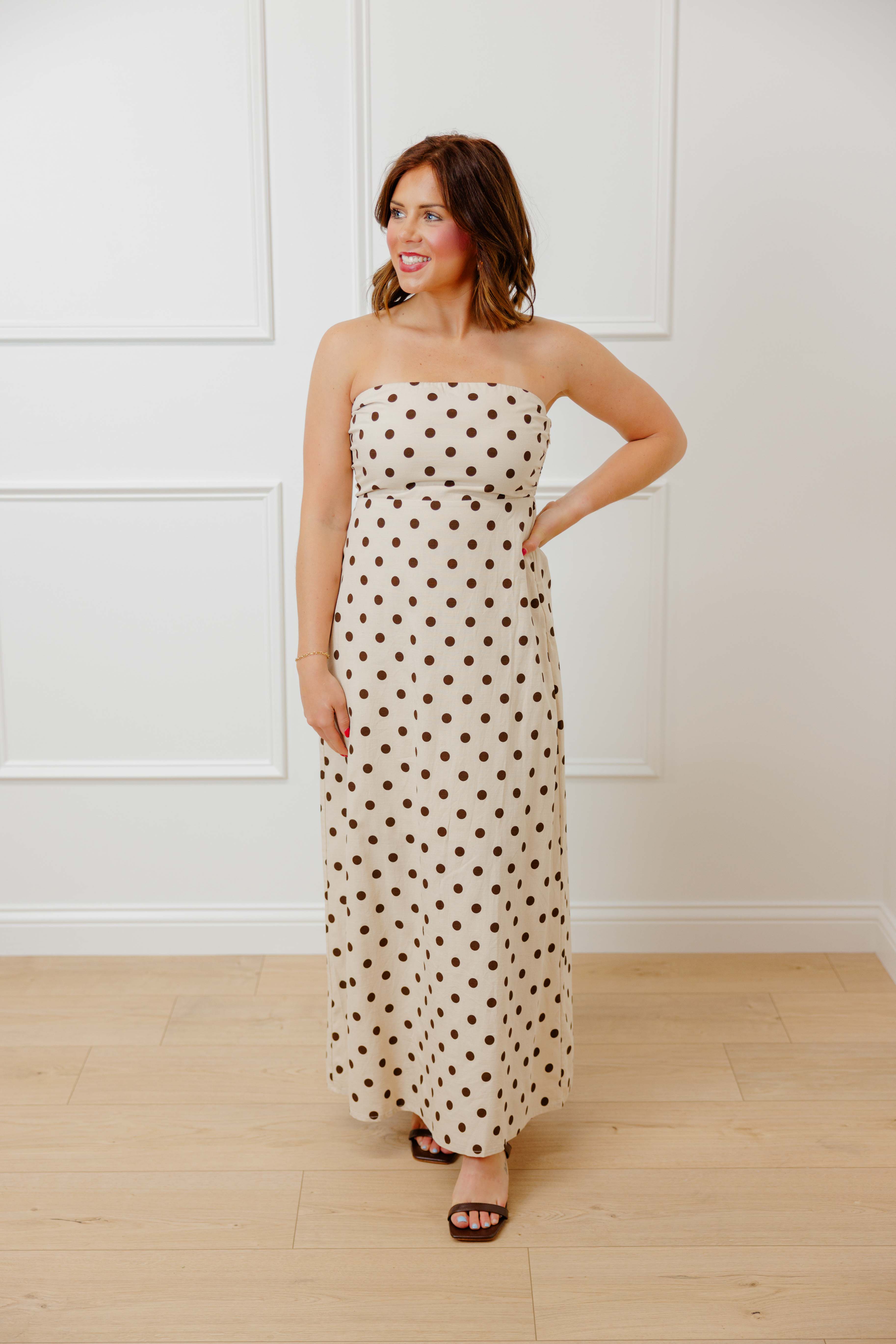 Mocha Dot Moment Maxi Dress