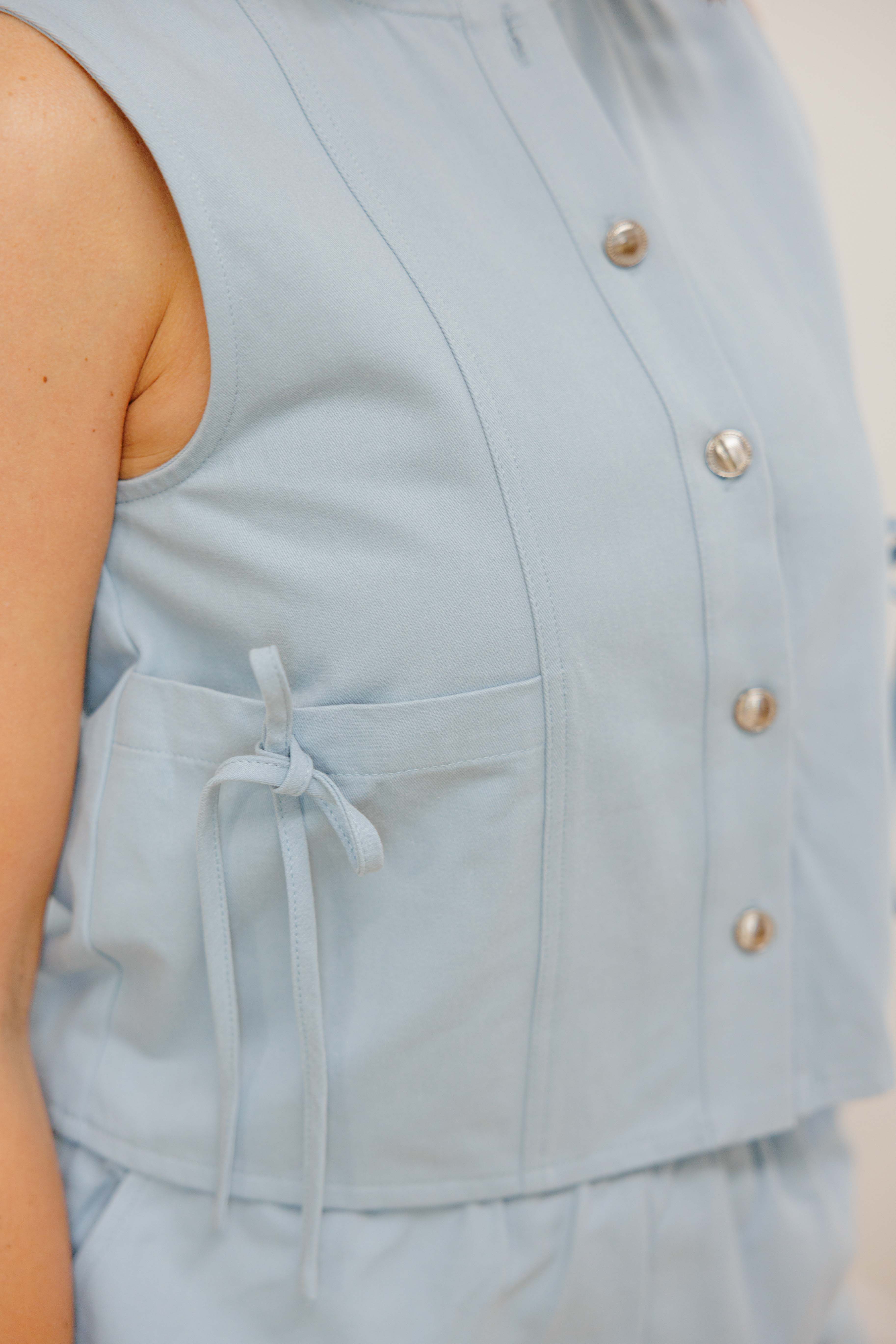 Denim Bow Short Set