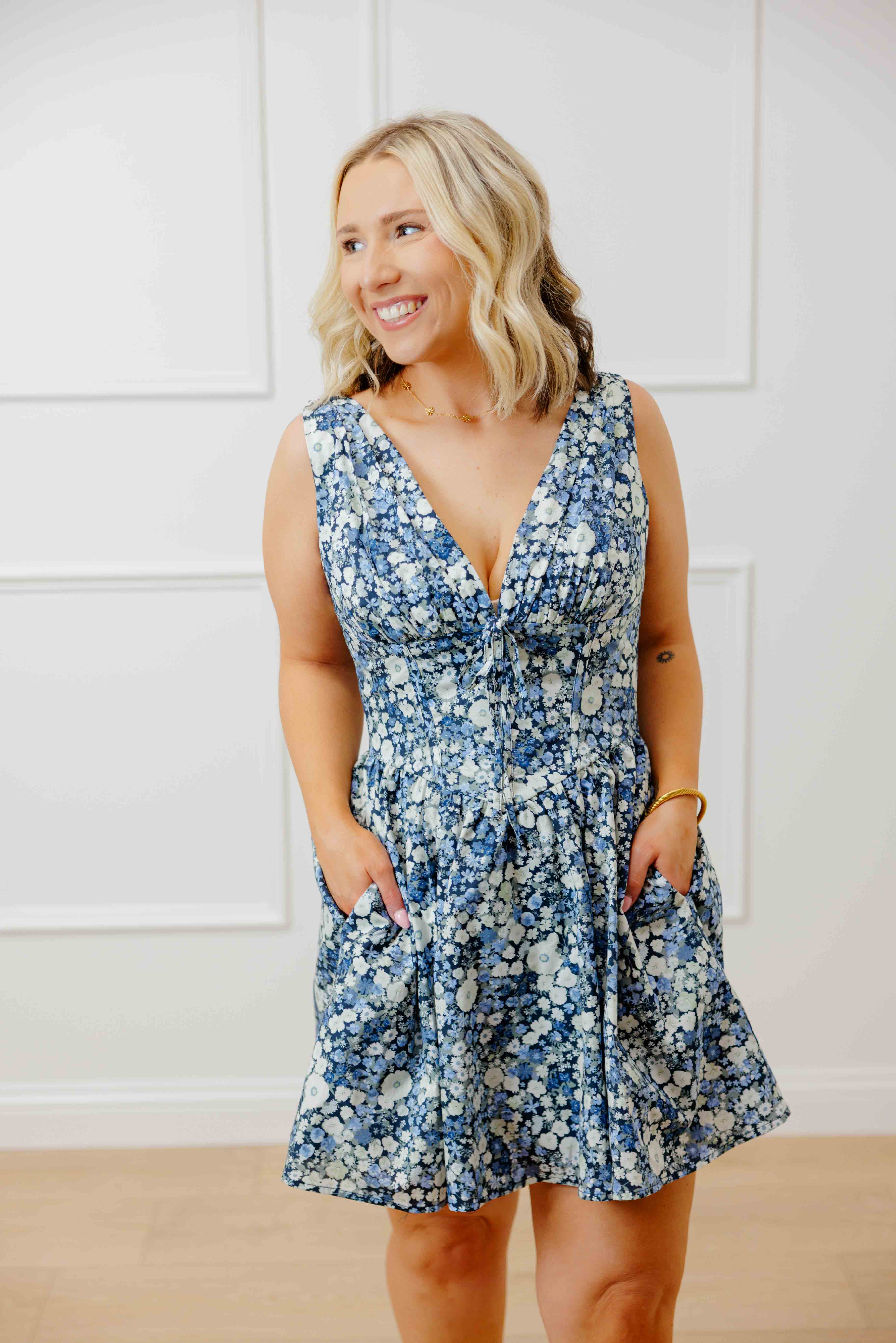 Navy Daisy Mini Dress