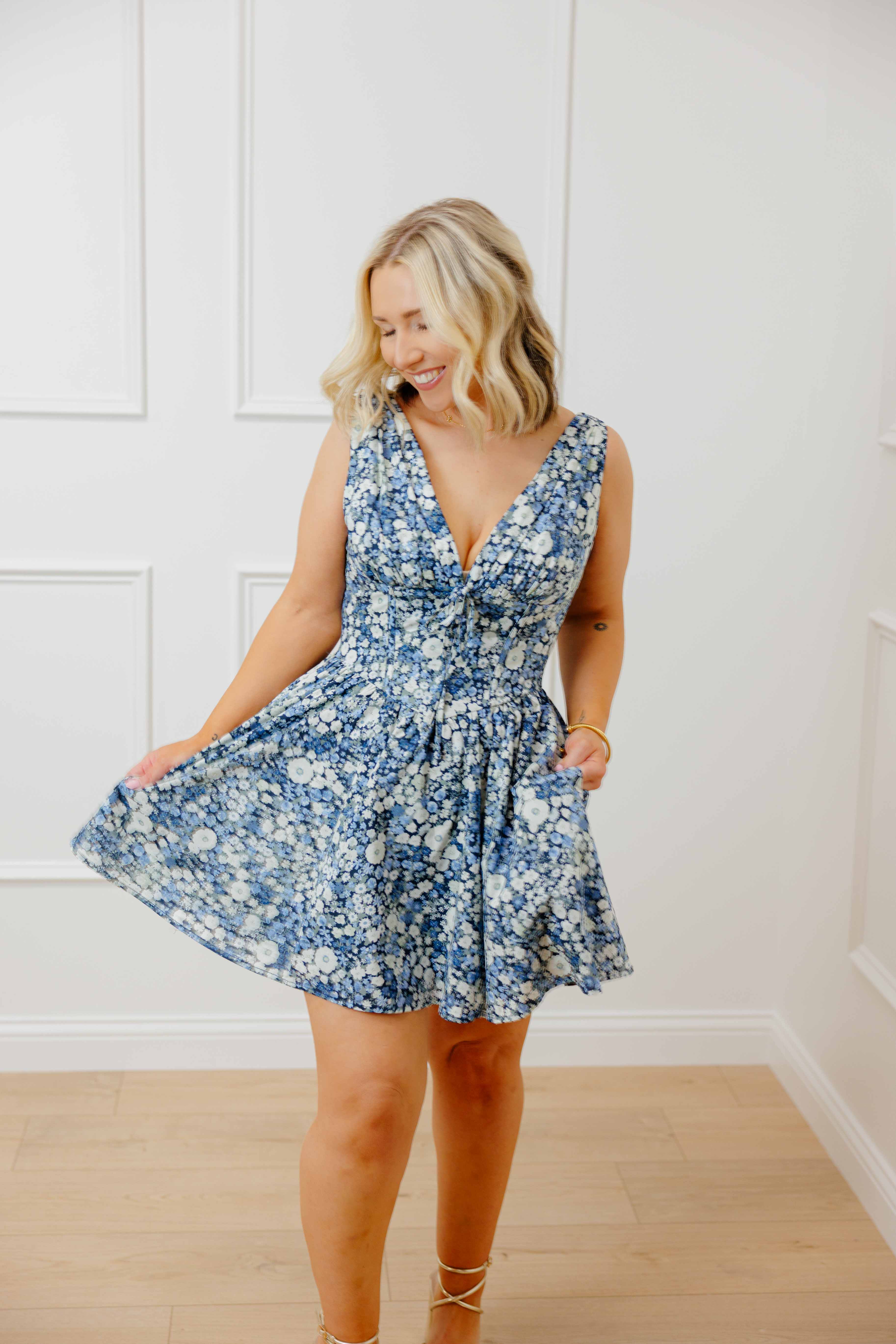 Navy Daisy Mini Dress