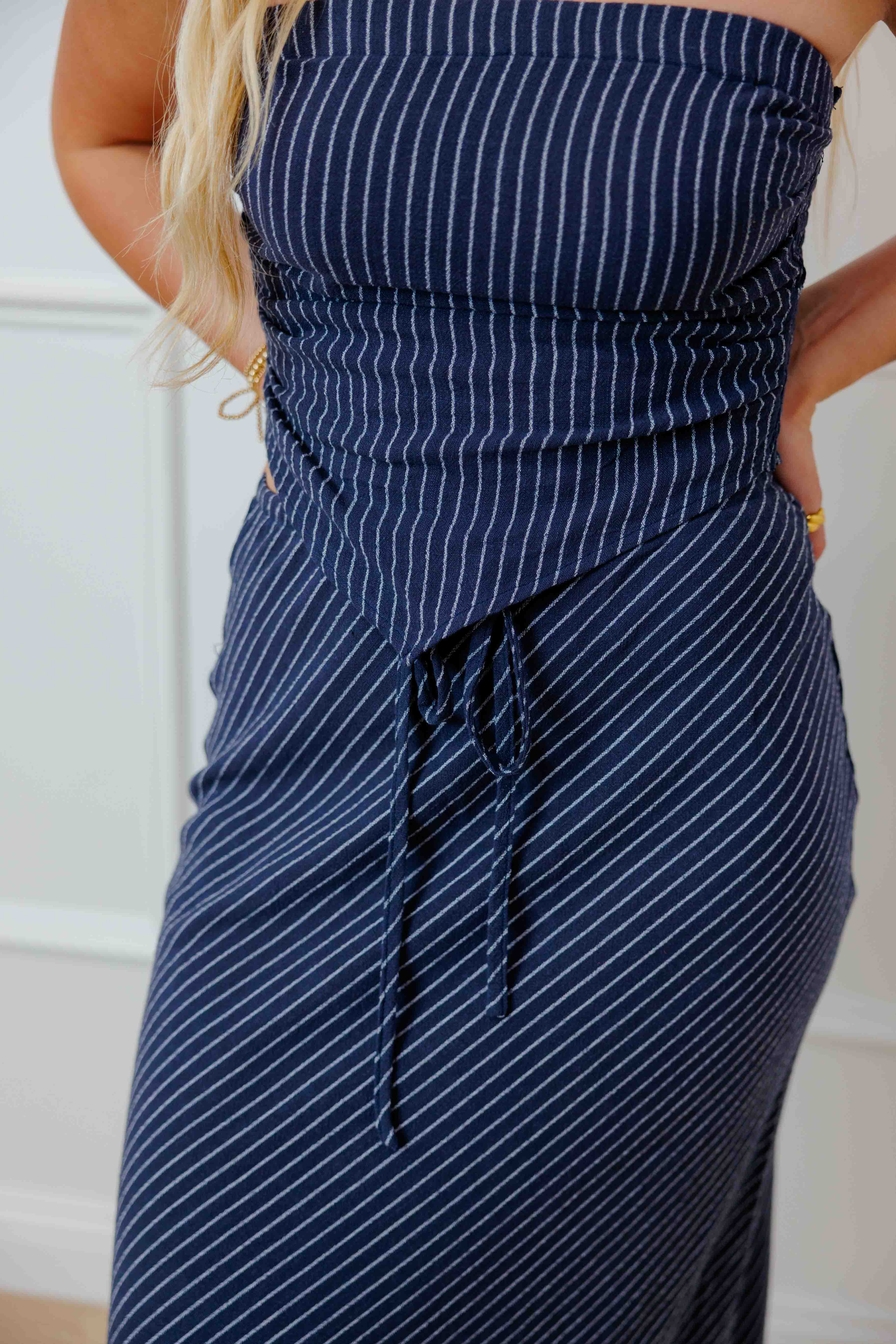 Midnight Striped Skirt Set