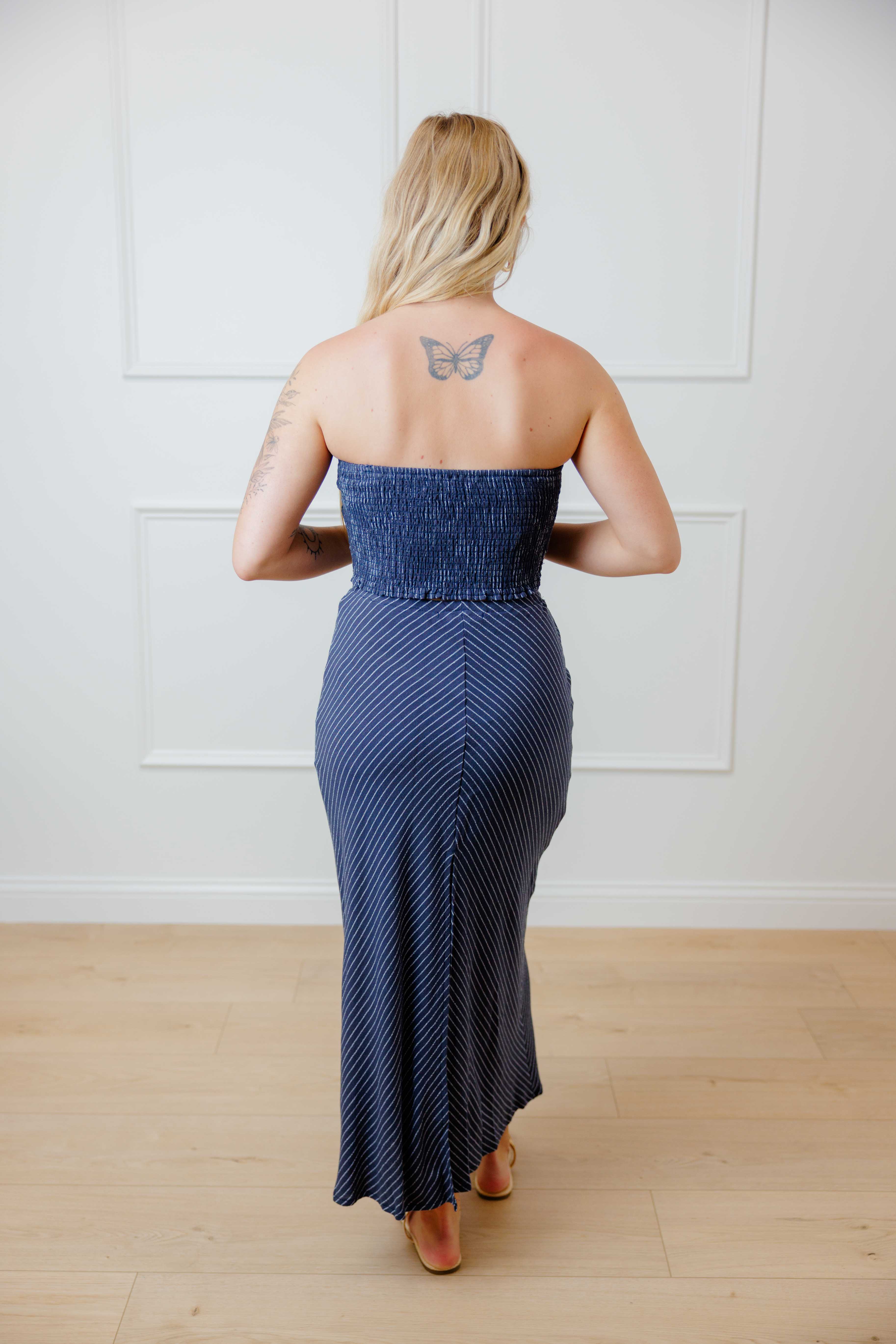 Midnight Striped Skirt Set