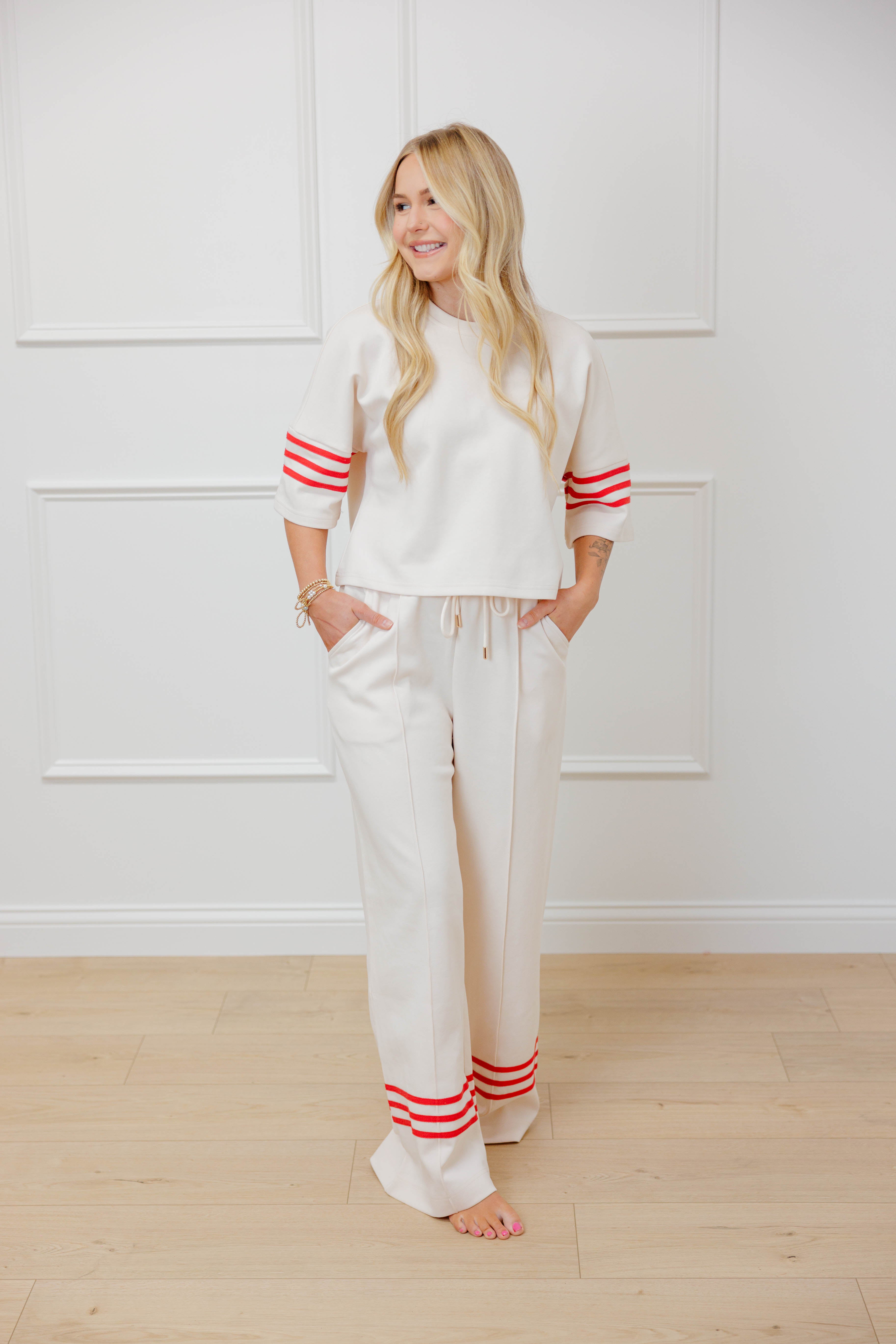 Stripe Sleeve Pant Set