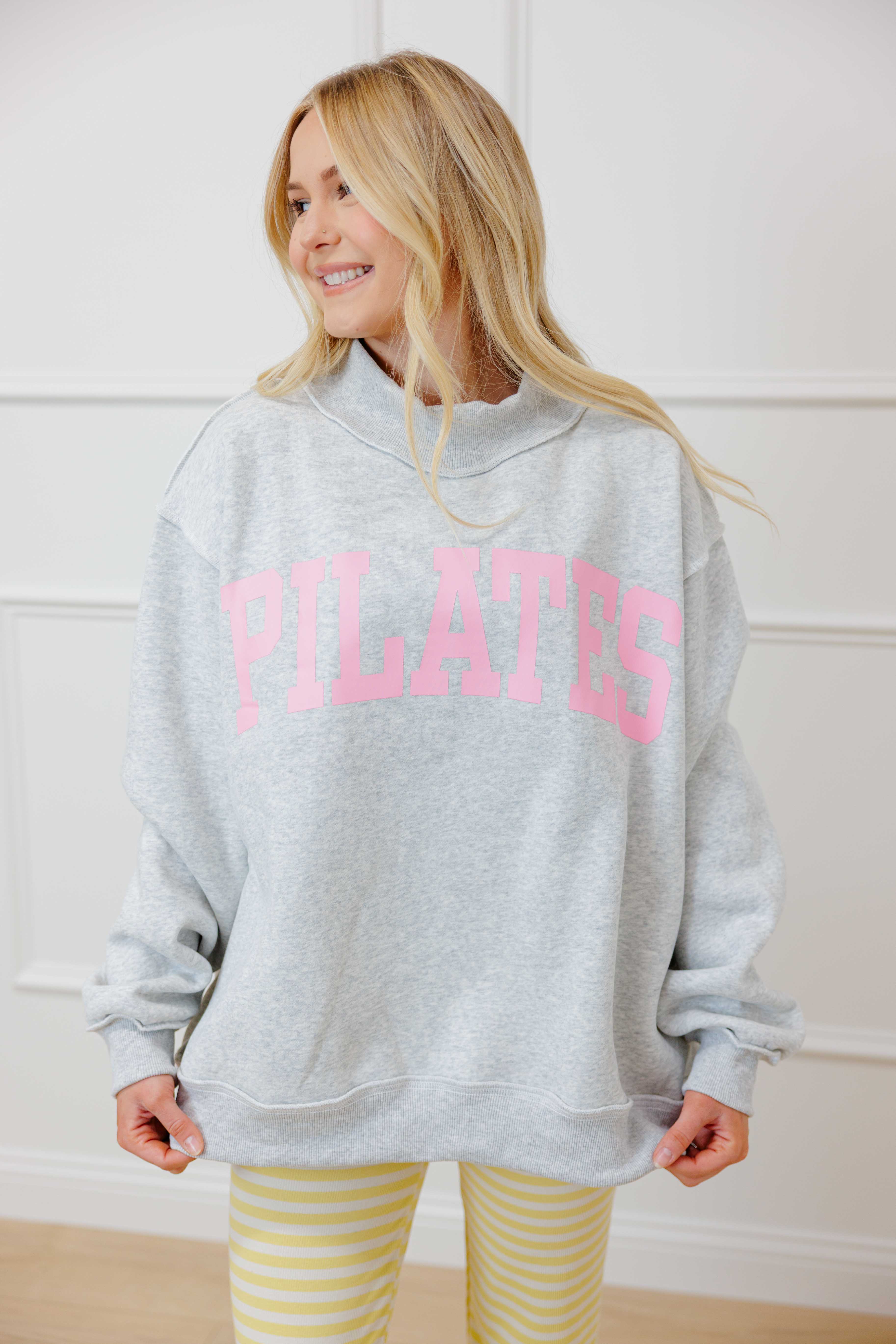 Pink Pilates Reversible Mock Neck Sweatshirt