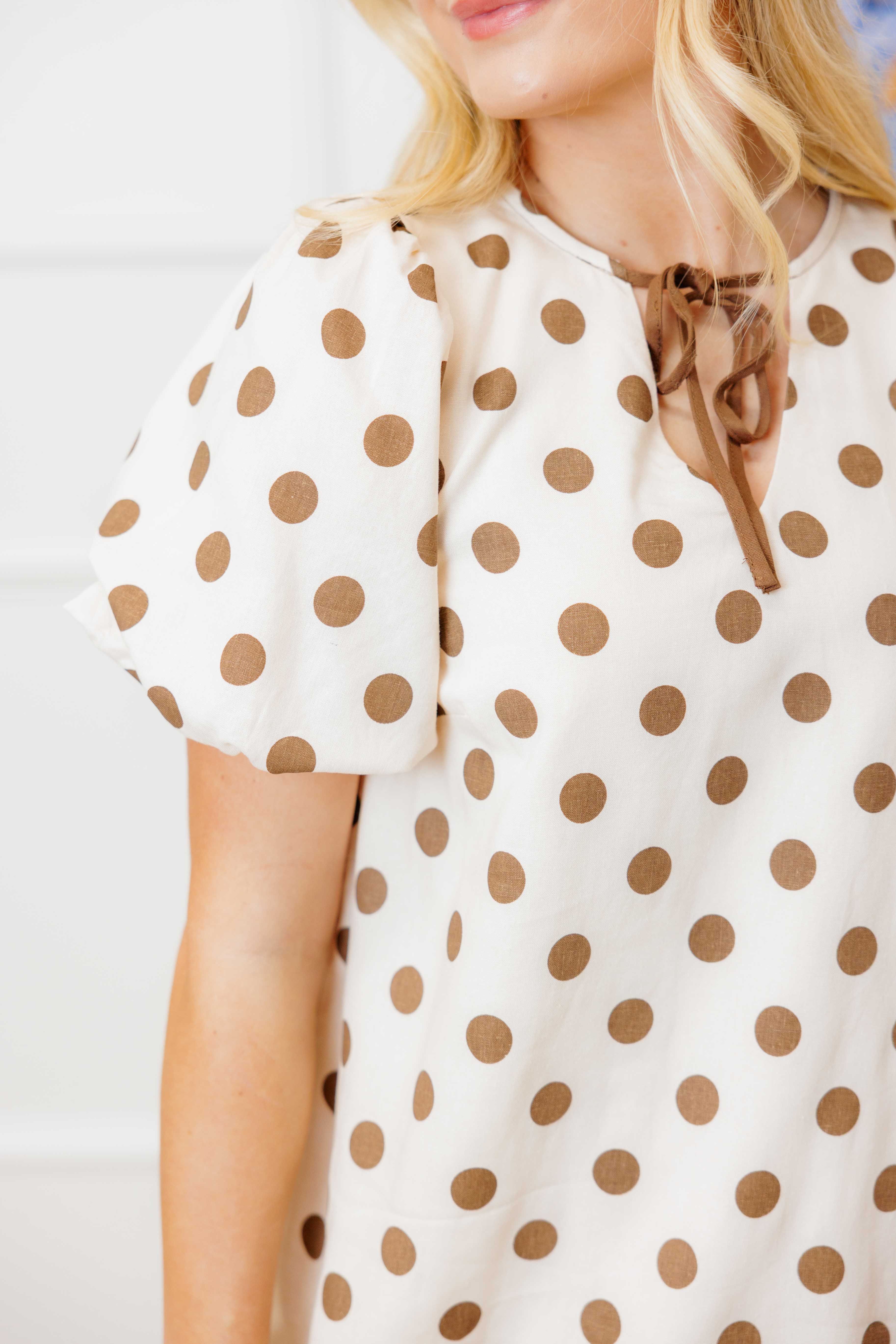 Mocha Polka Dot Scallop Dress