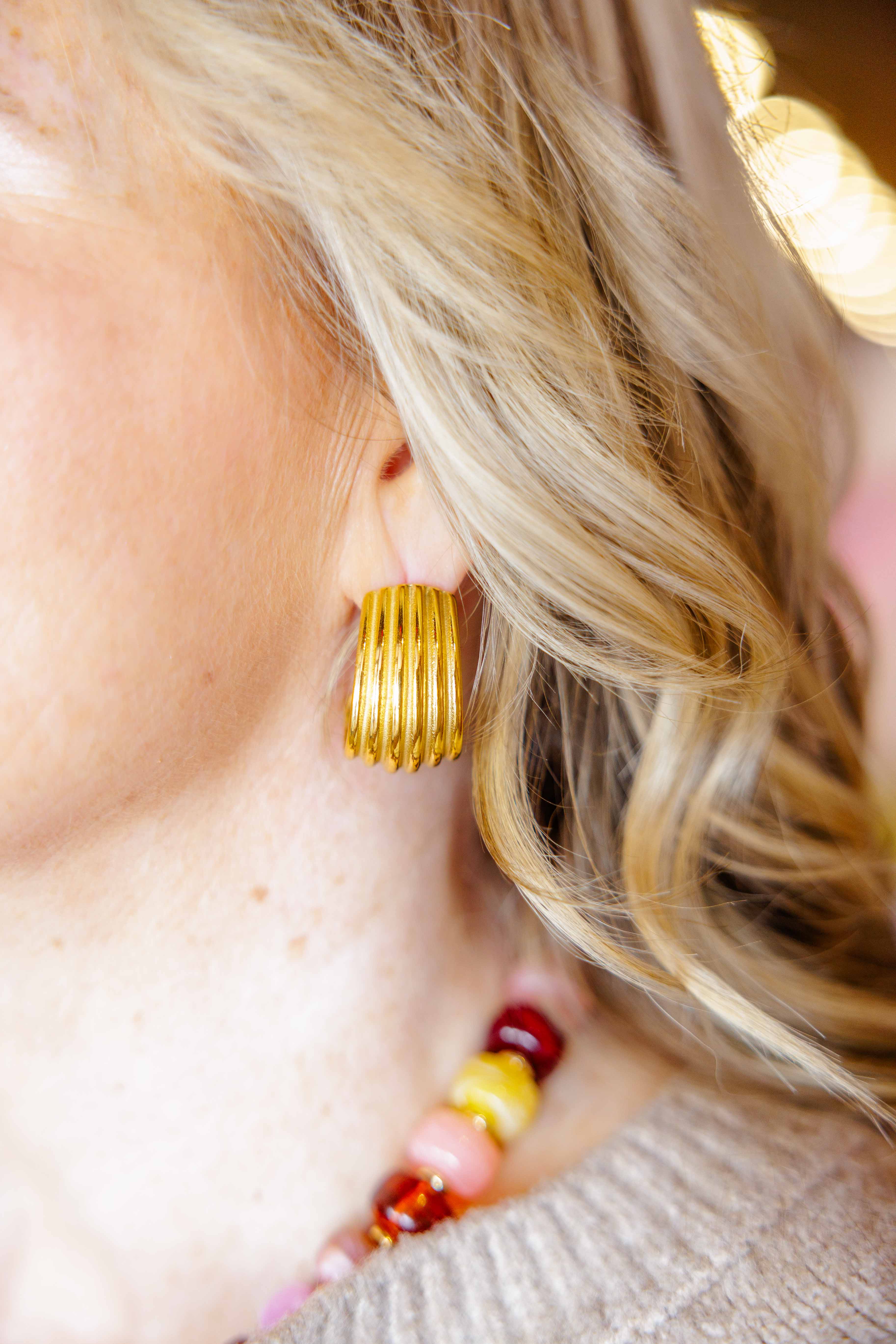 Jovie 18K Gold Ribbed Earrings