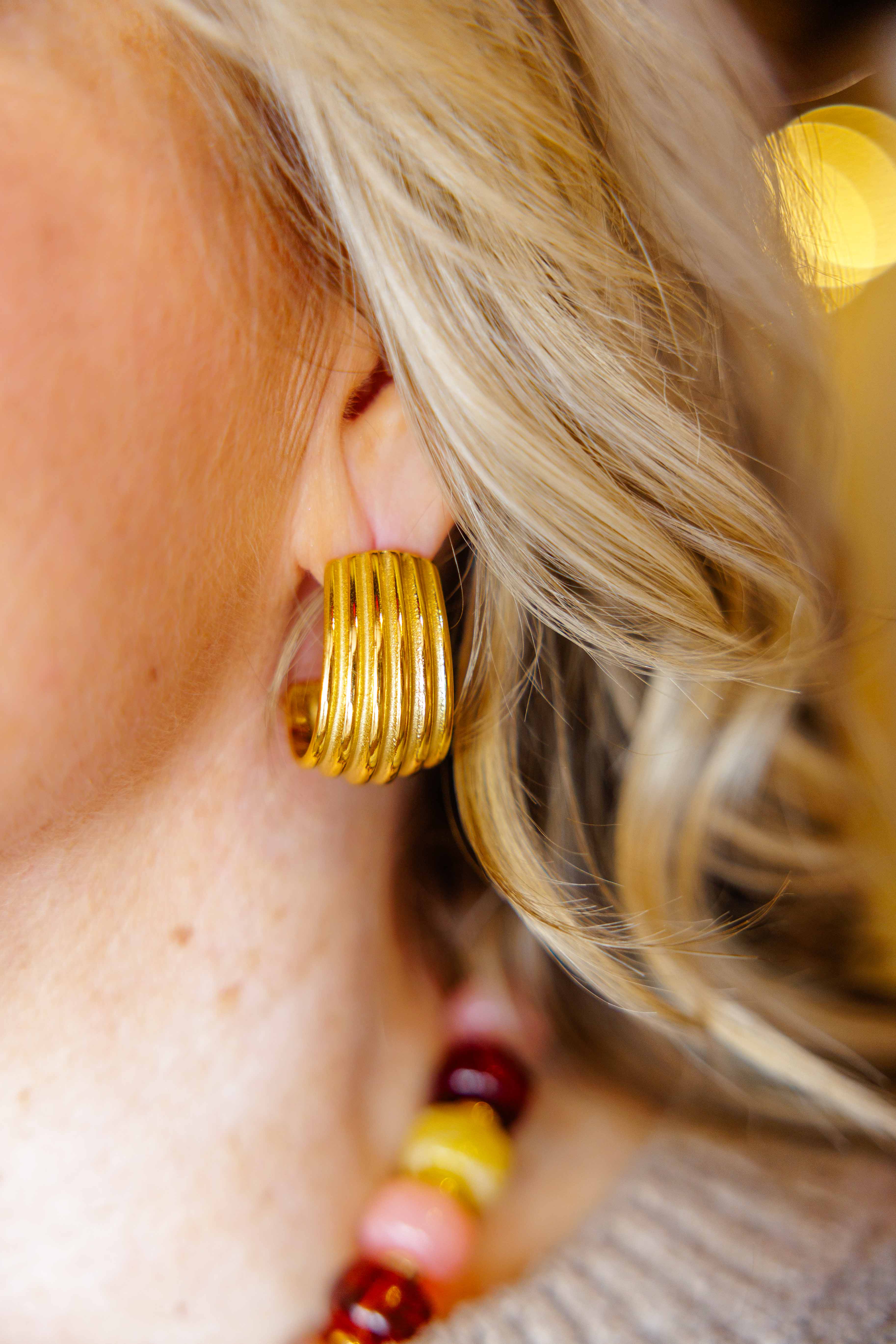 Jovie 18K Gold Ribbed Earrings