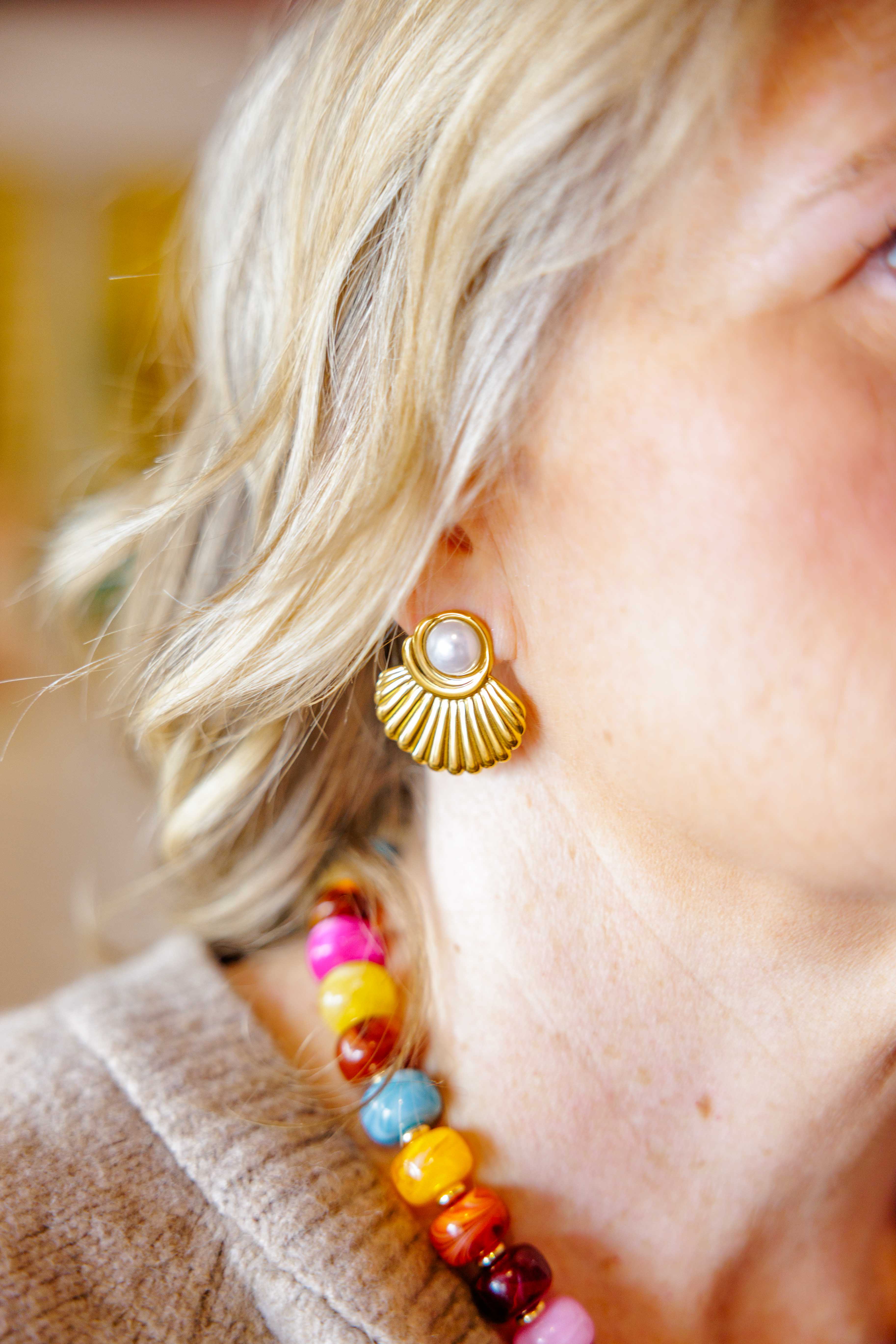 Lennox 18K Pearl Seashell Studs