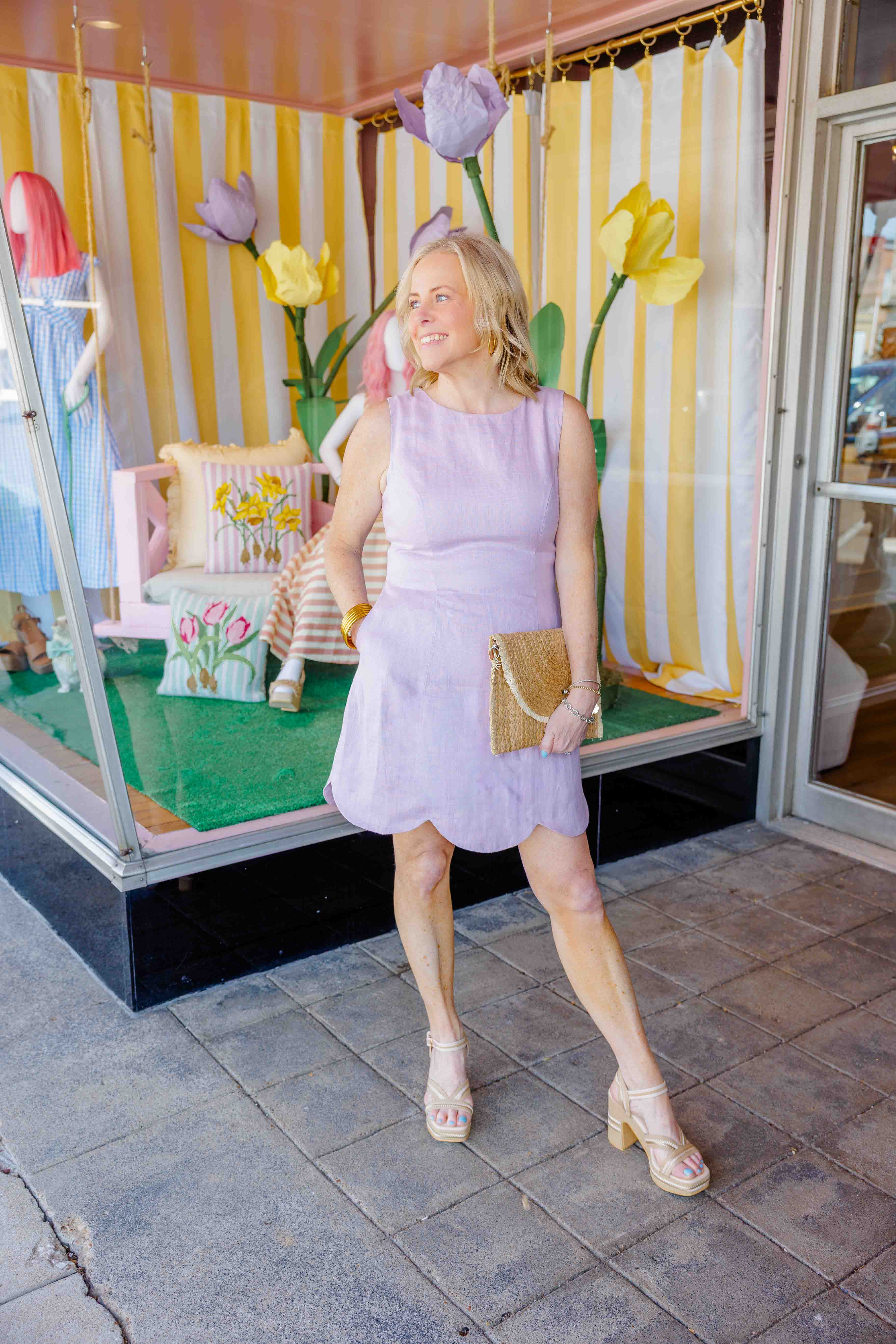 Lavender Linen Scallop Dress