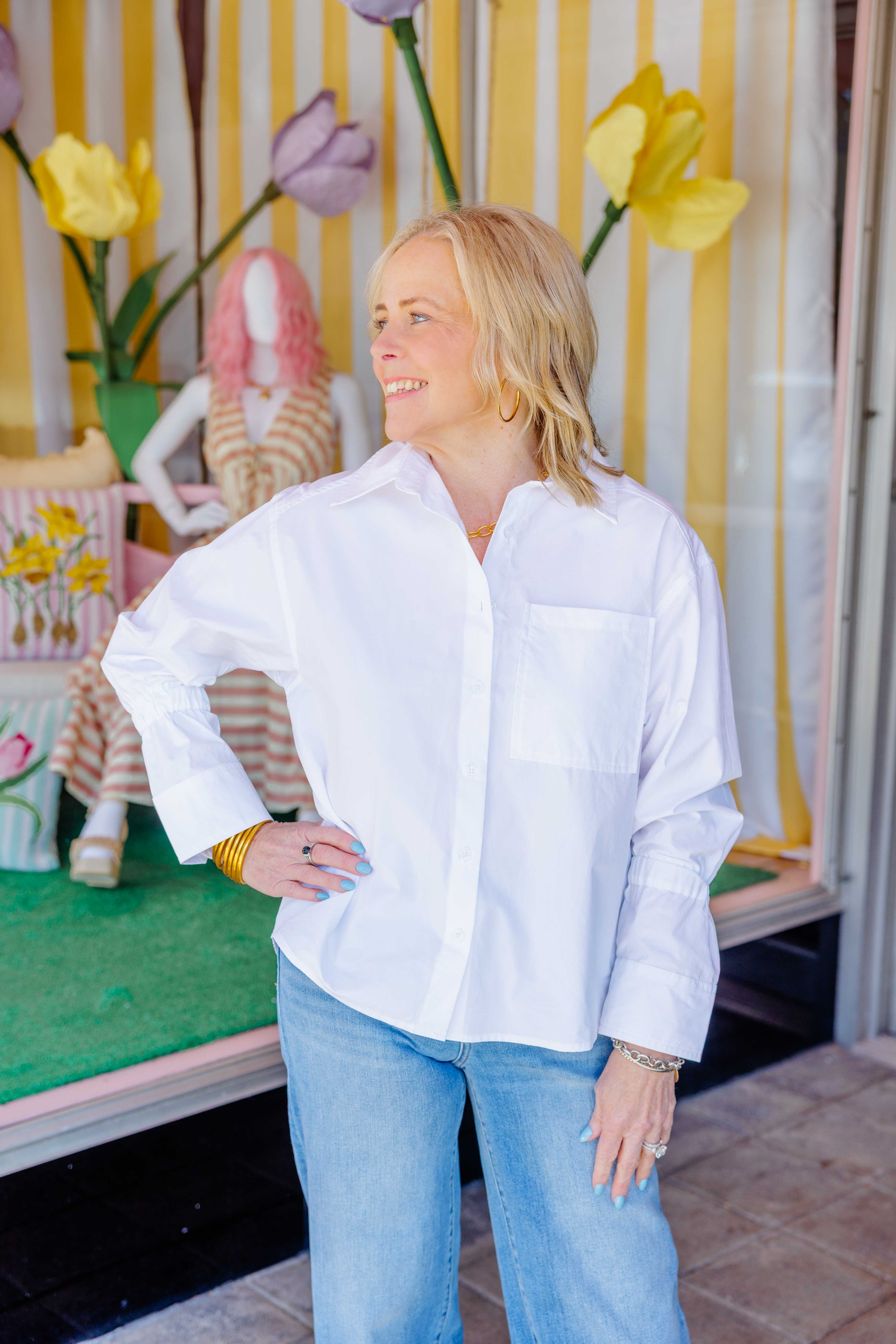 Sky Button Blouse