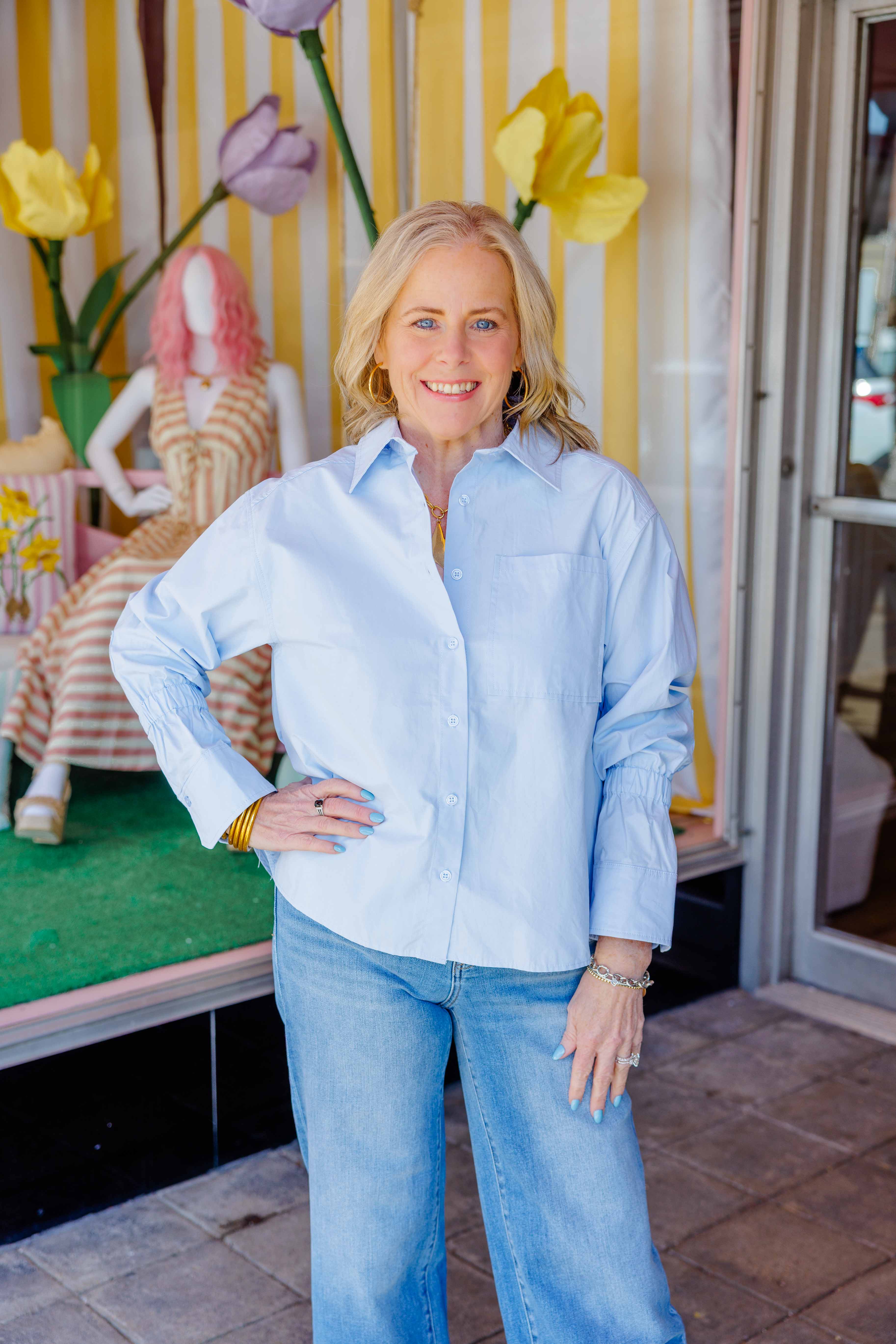 Sky Button Blouse