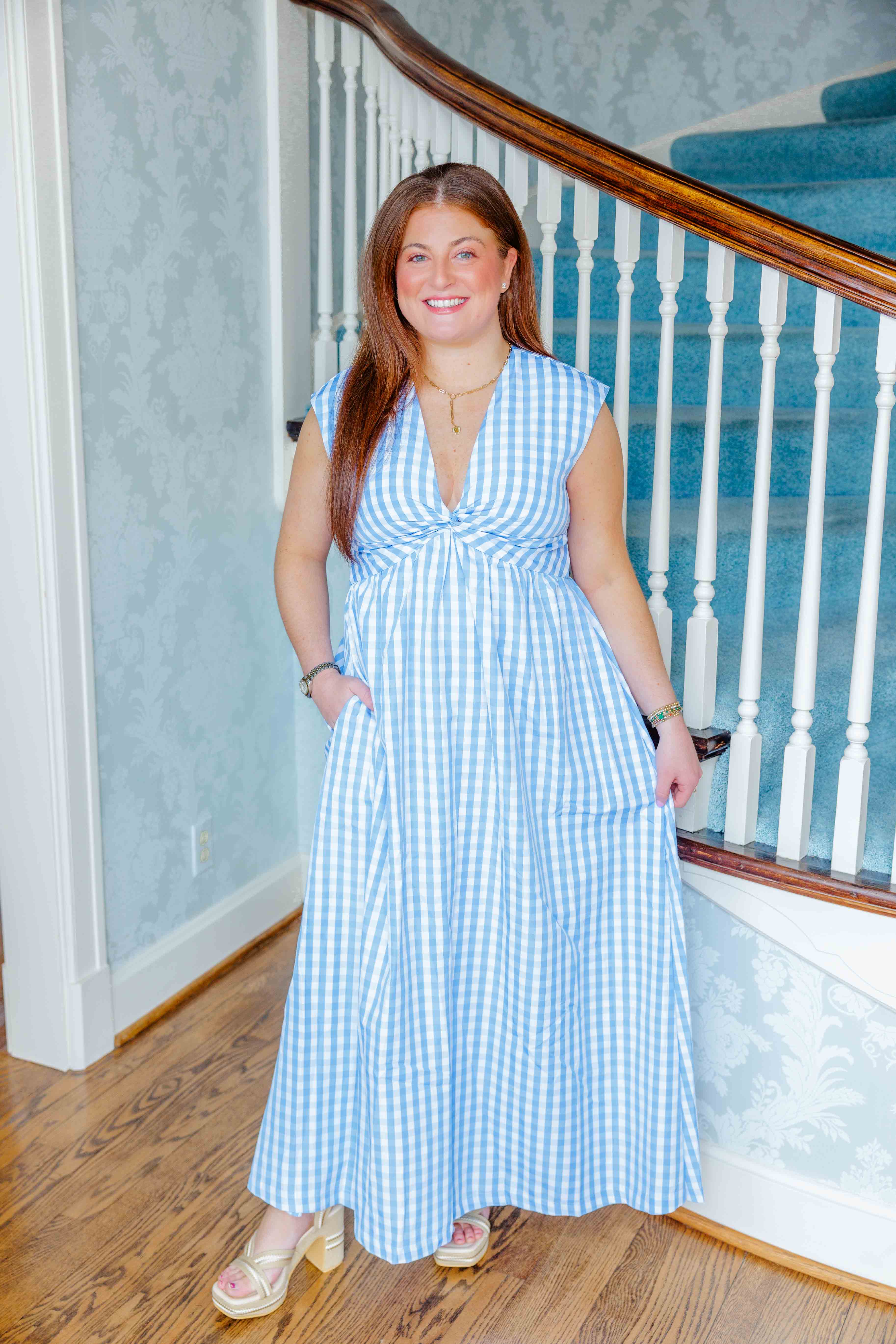 Spring Gingham Maxi Dress
