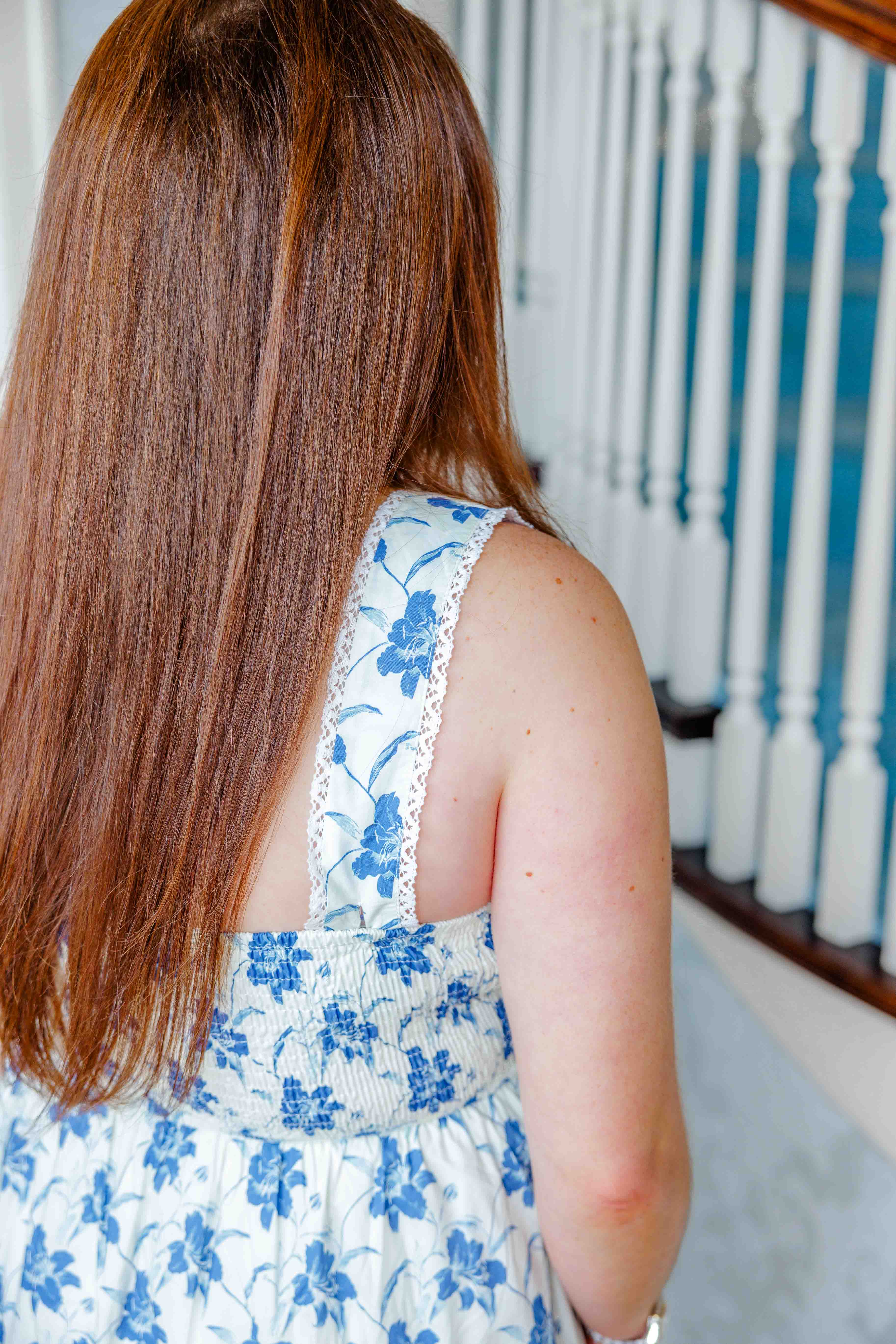 Blue Floral Midi Dress
