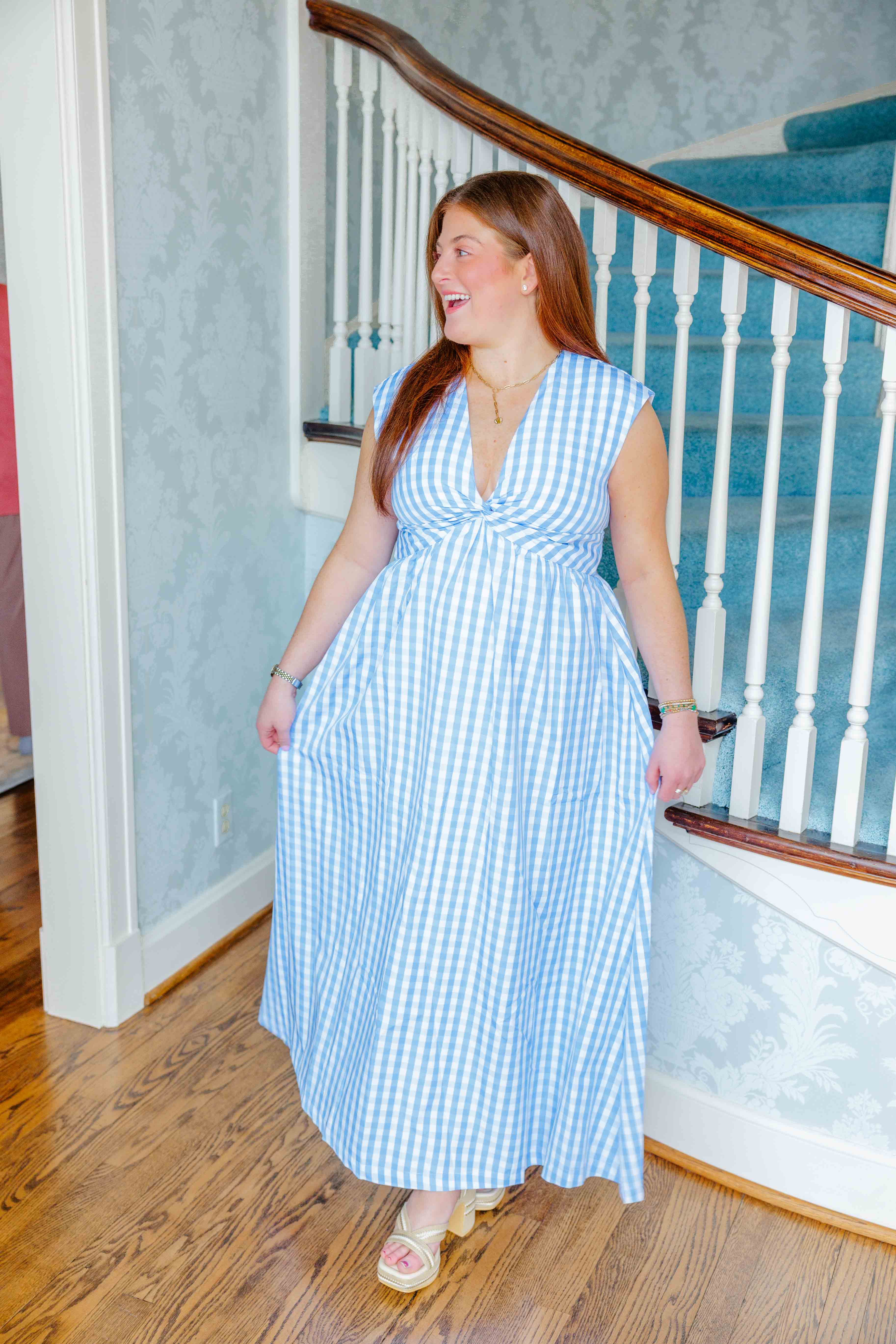 Spring Gingham Maxi Dress