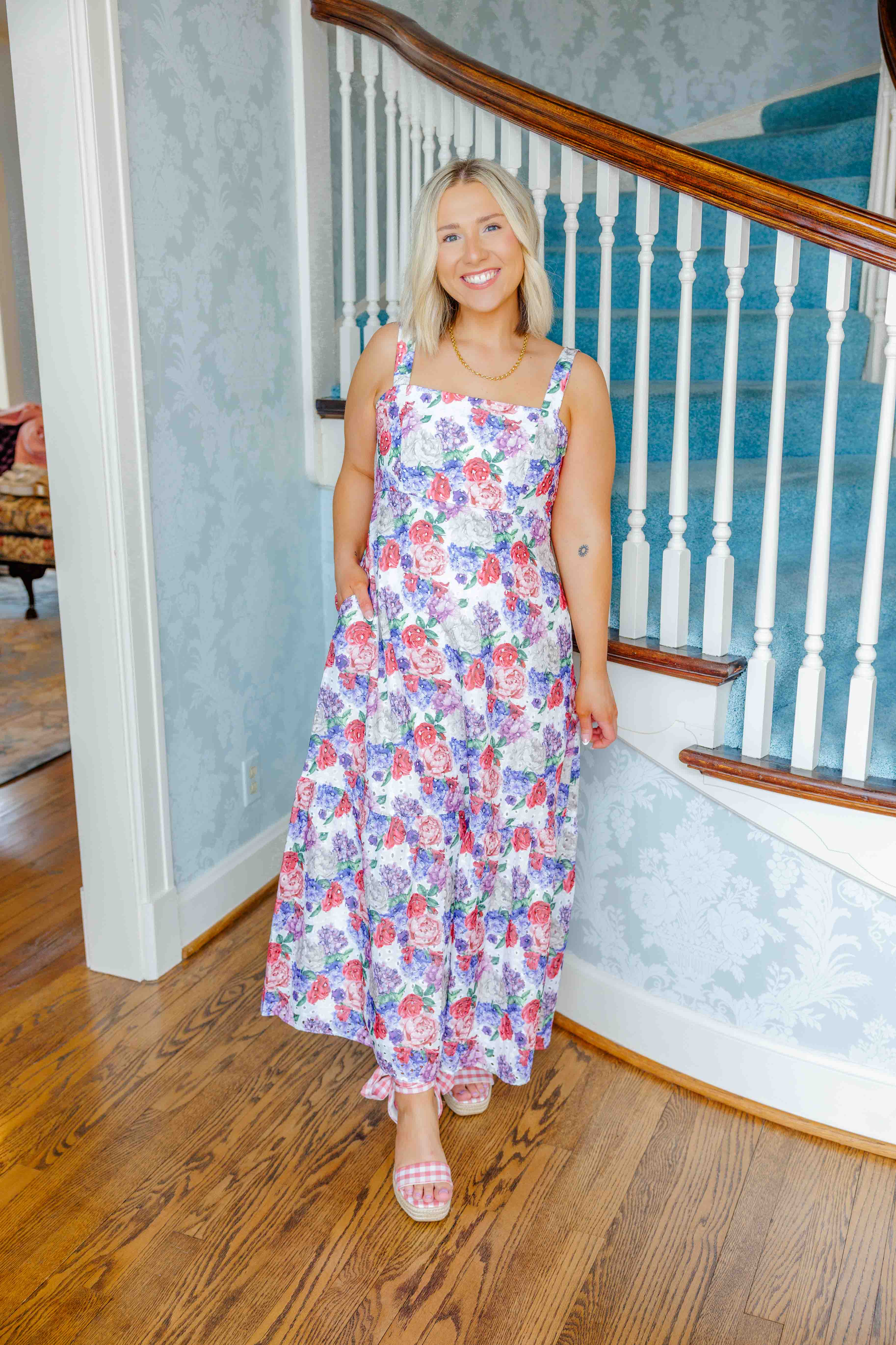 Floral Print Smocked Maxi Dress