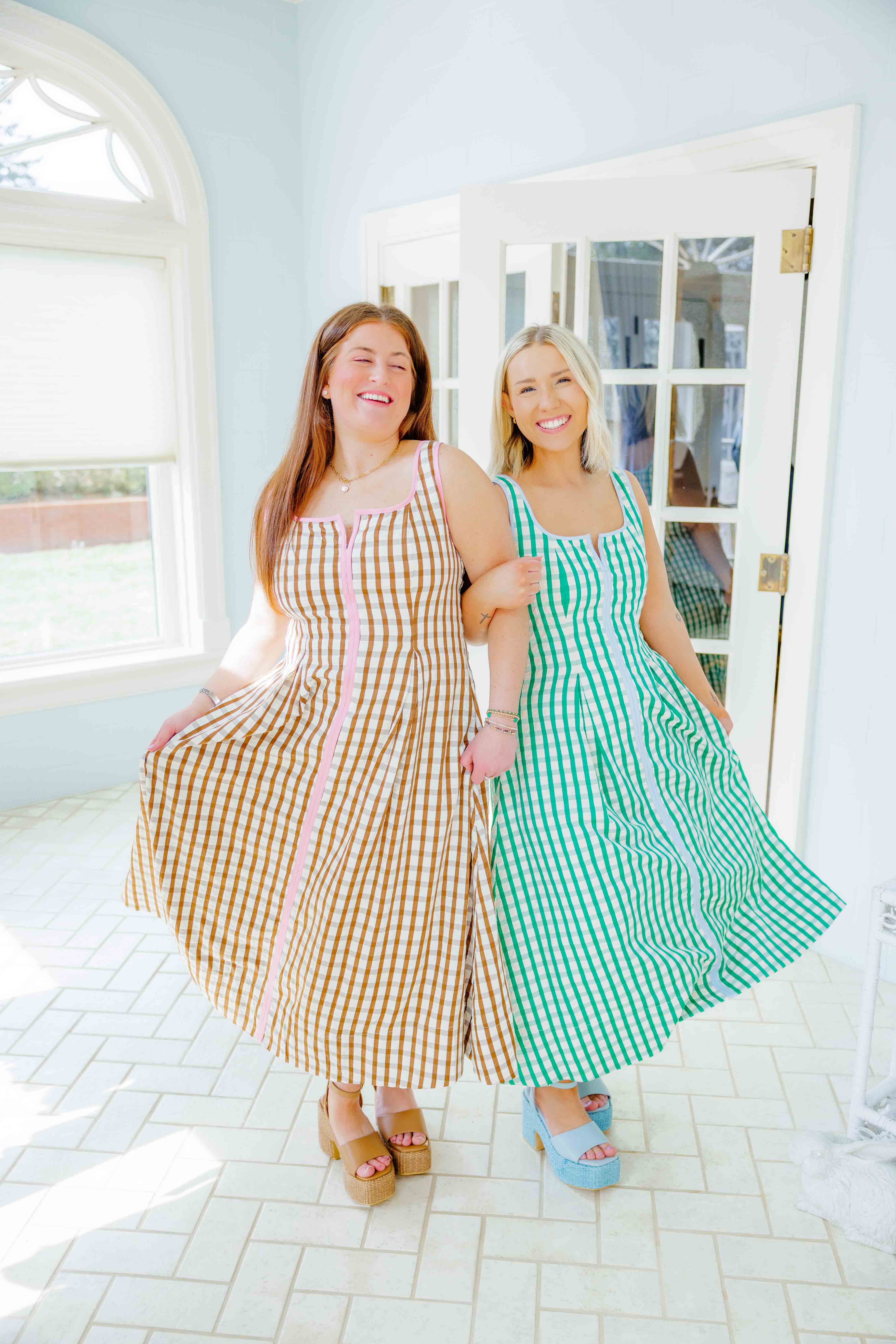 Gingham Contrast Midi Dress