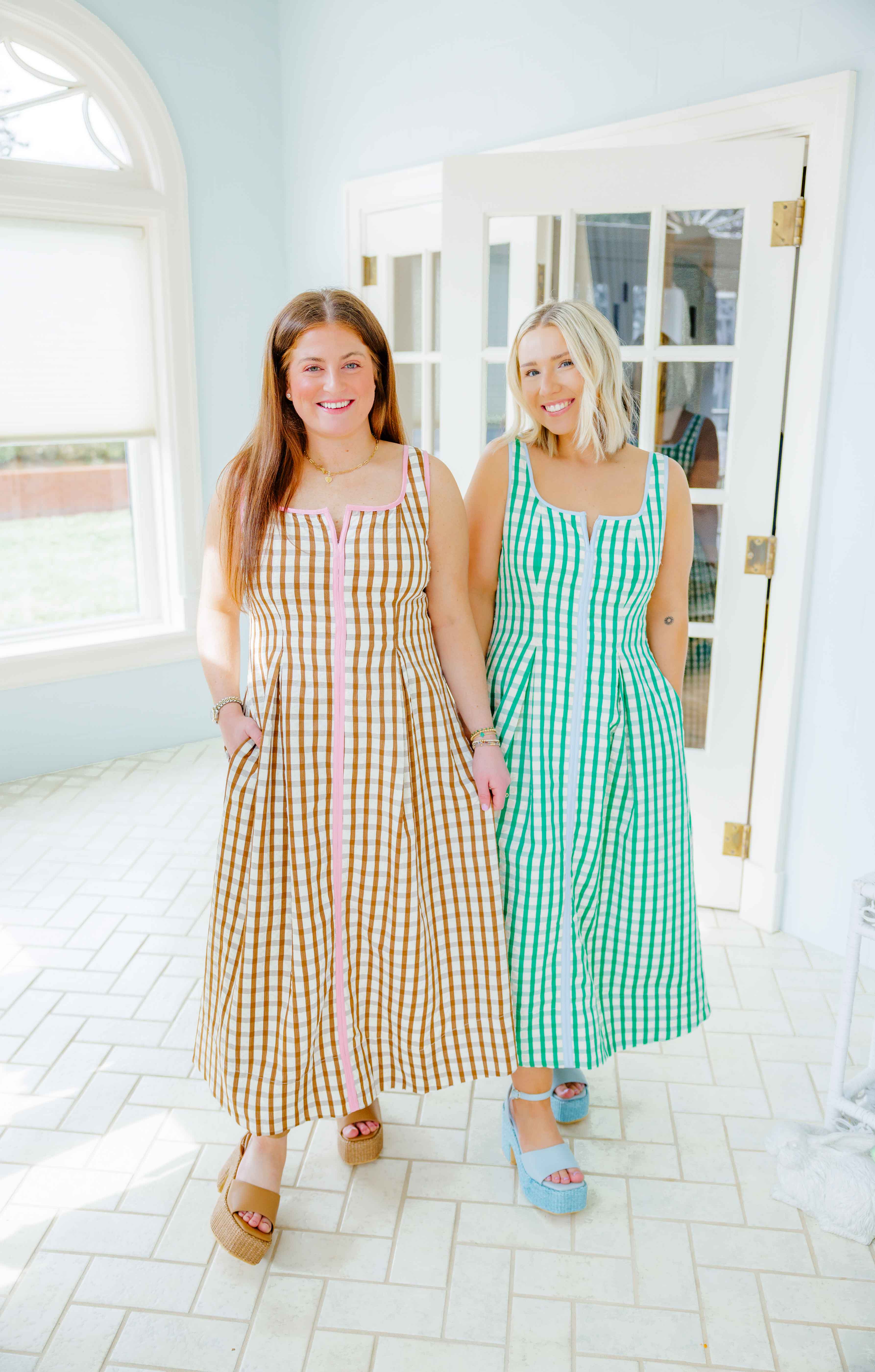 Gingham Contrast Midi Dress