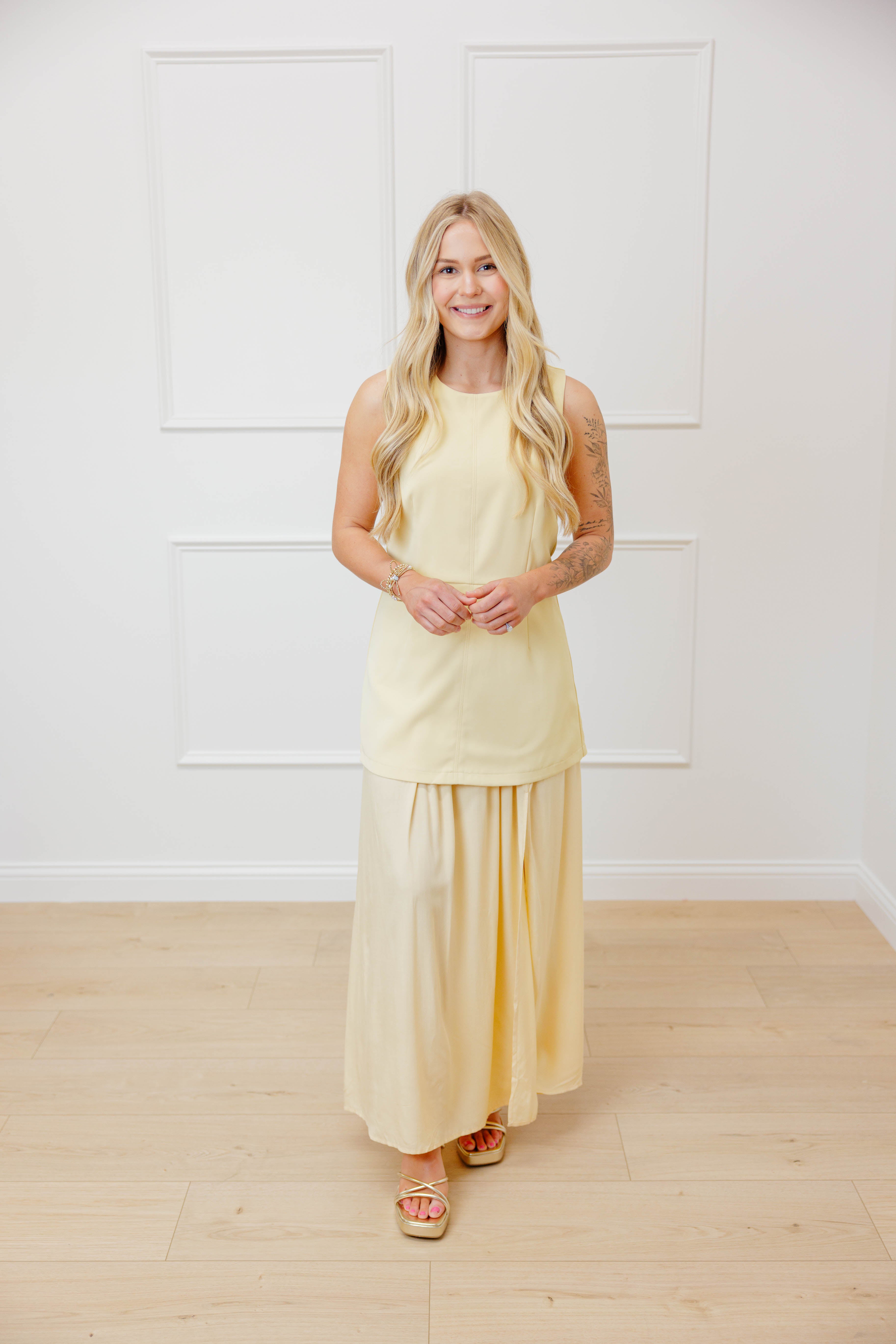Yellow Layered Midi Dress