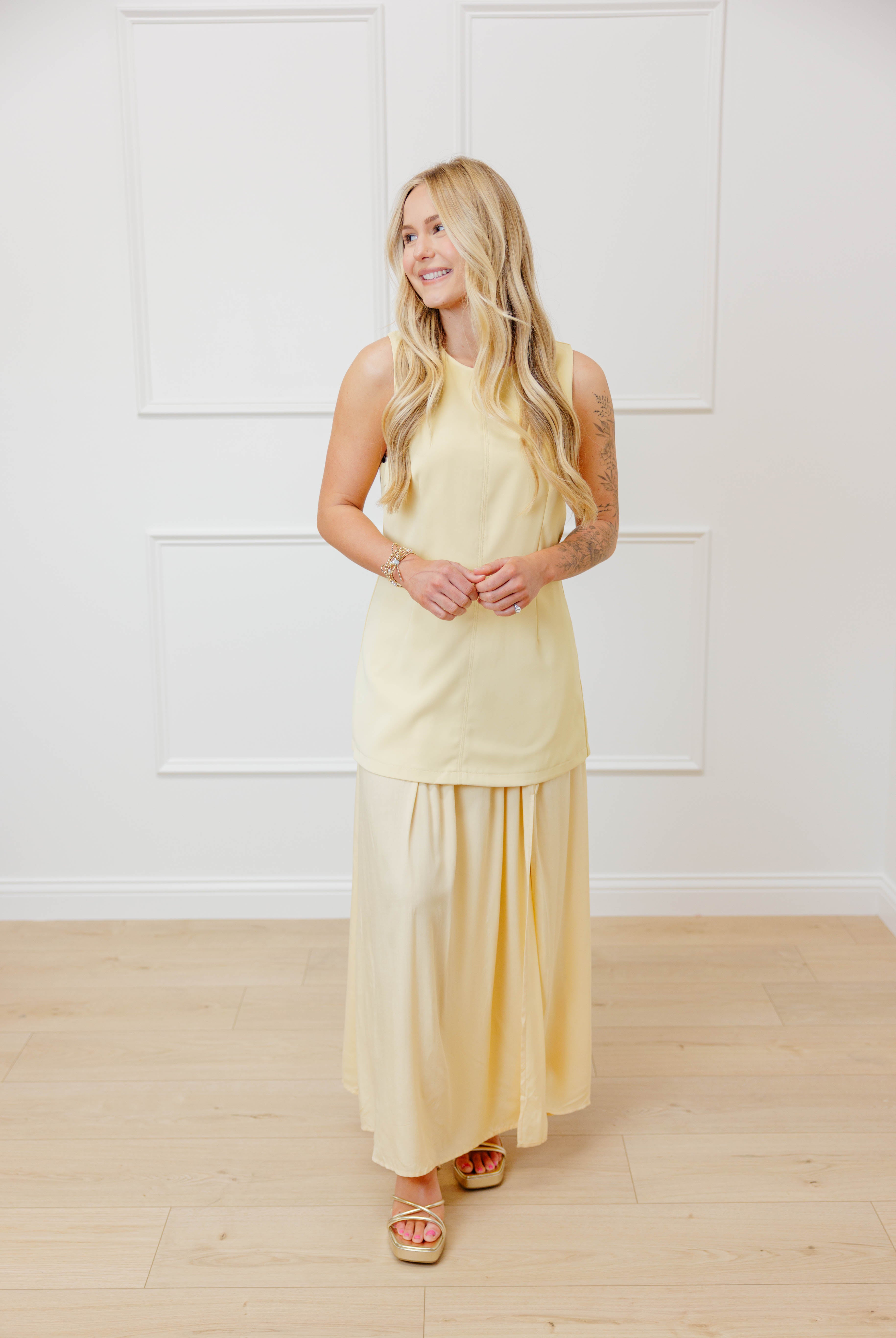 Yellow Layered Midi Dress