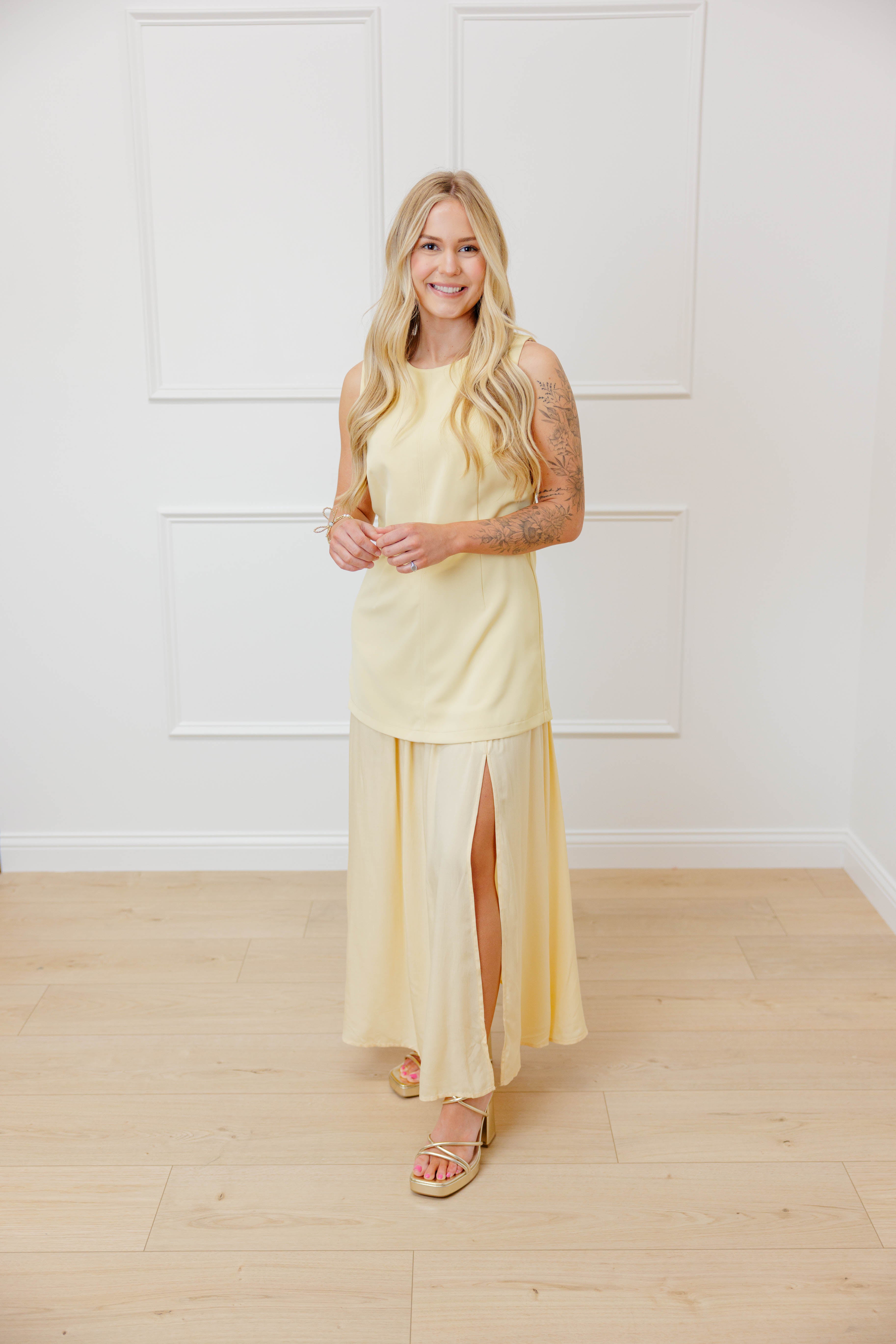 Yellow Layered Midi Dress