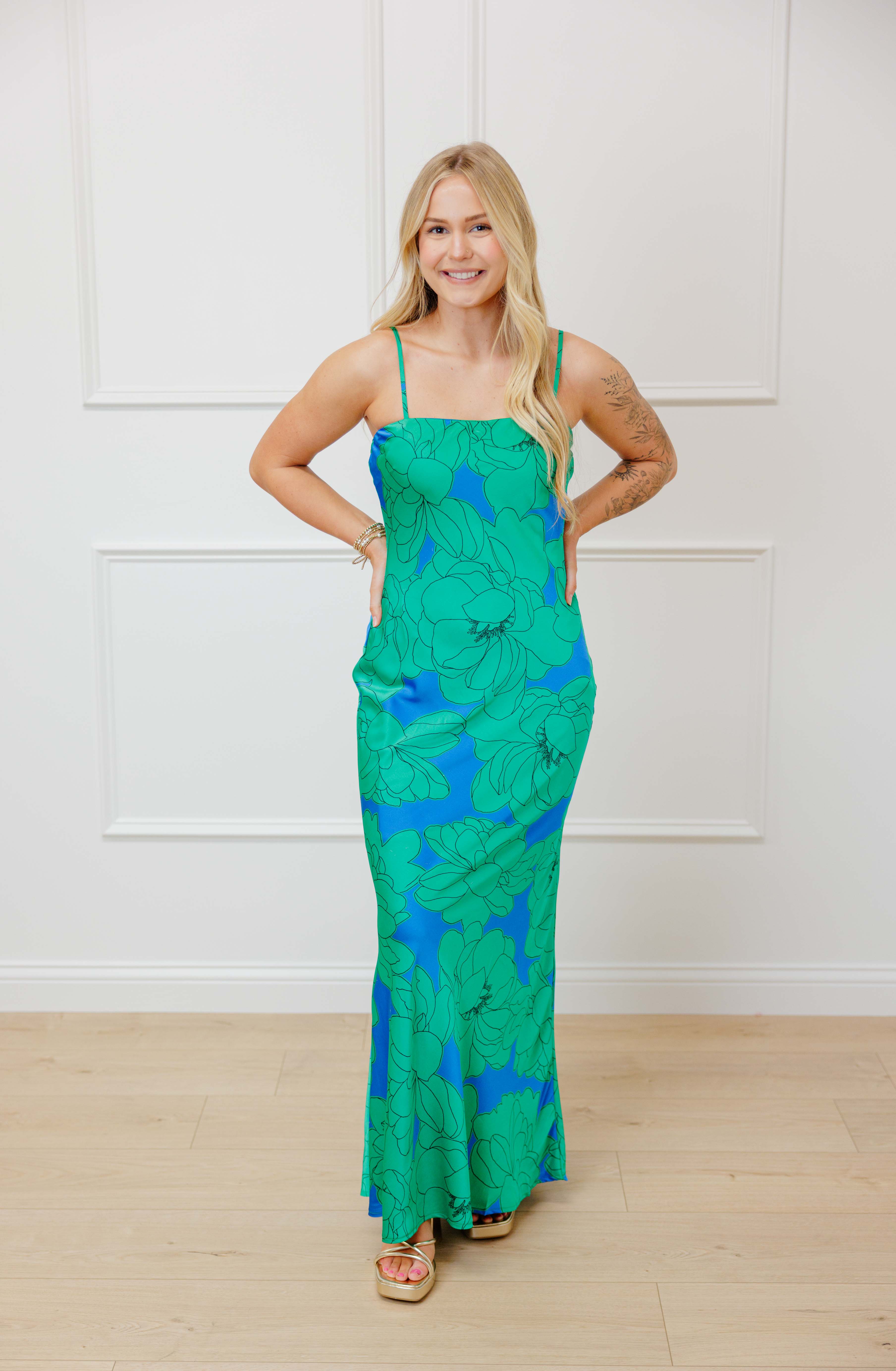 Emerald Bloom Maxi Dress