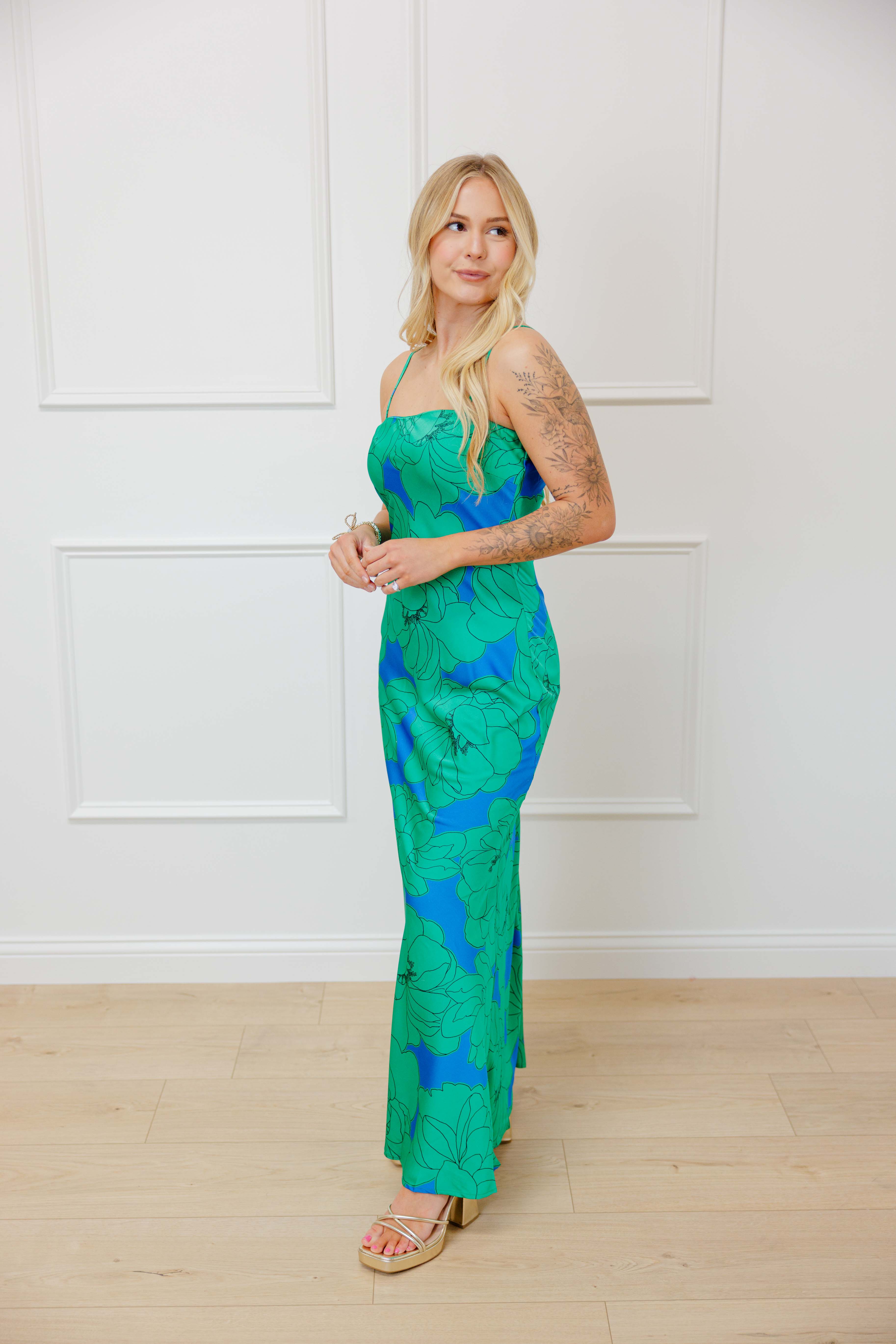 Emerald Bloom Maxi Dress