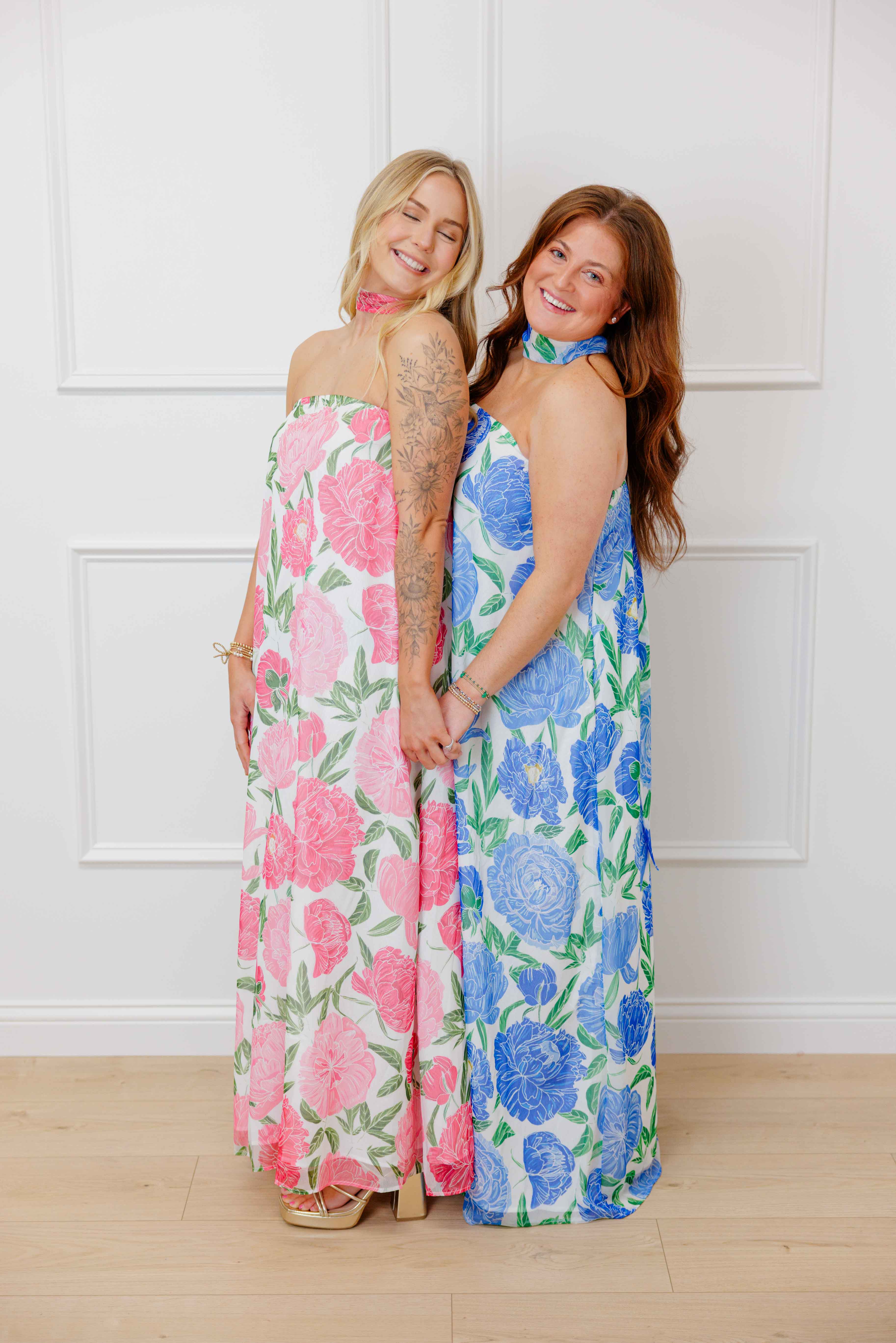 Strapless Floral Scarf Maxi Dress