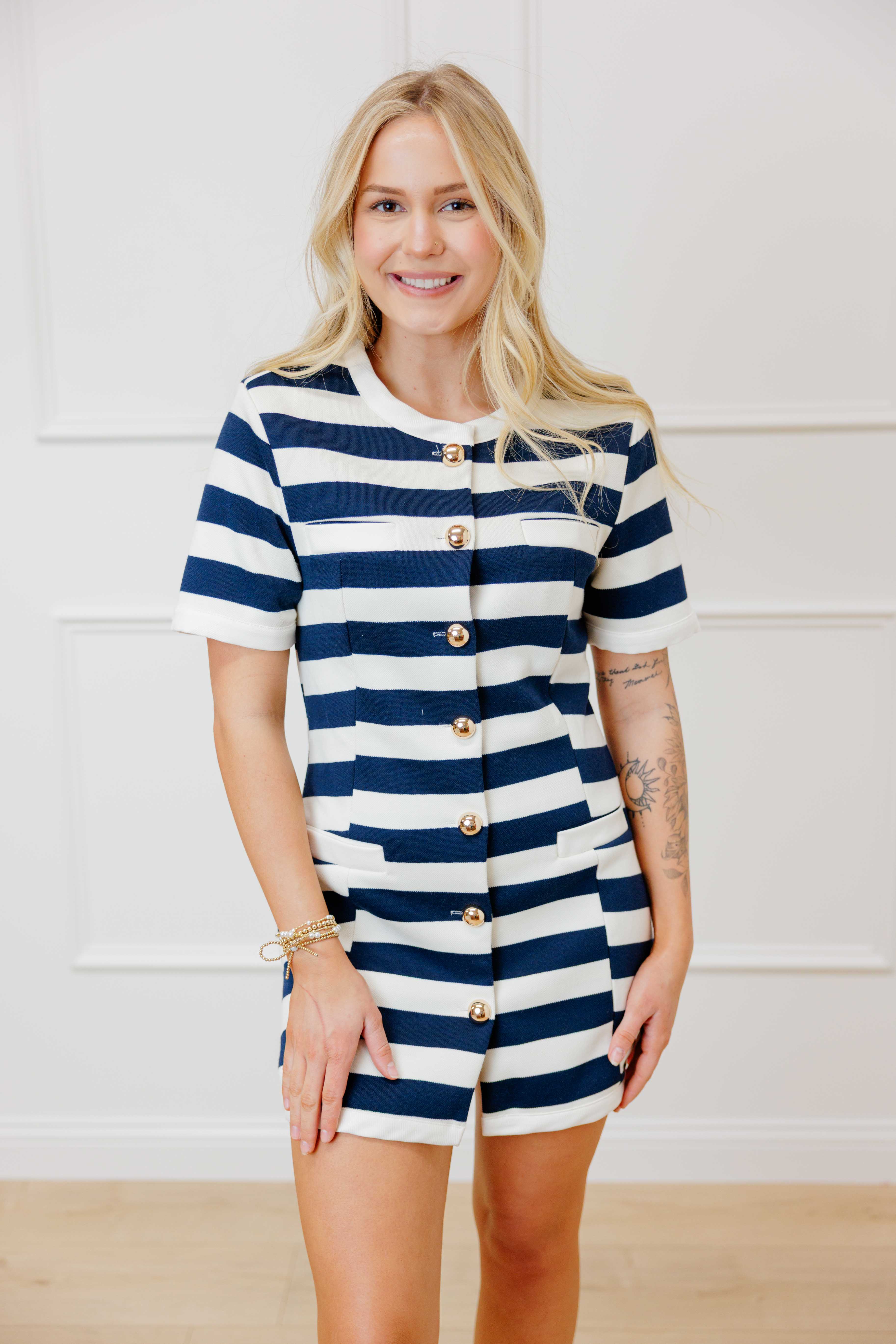 Navy Clarissa Striped Dress