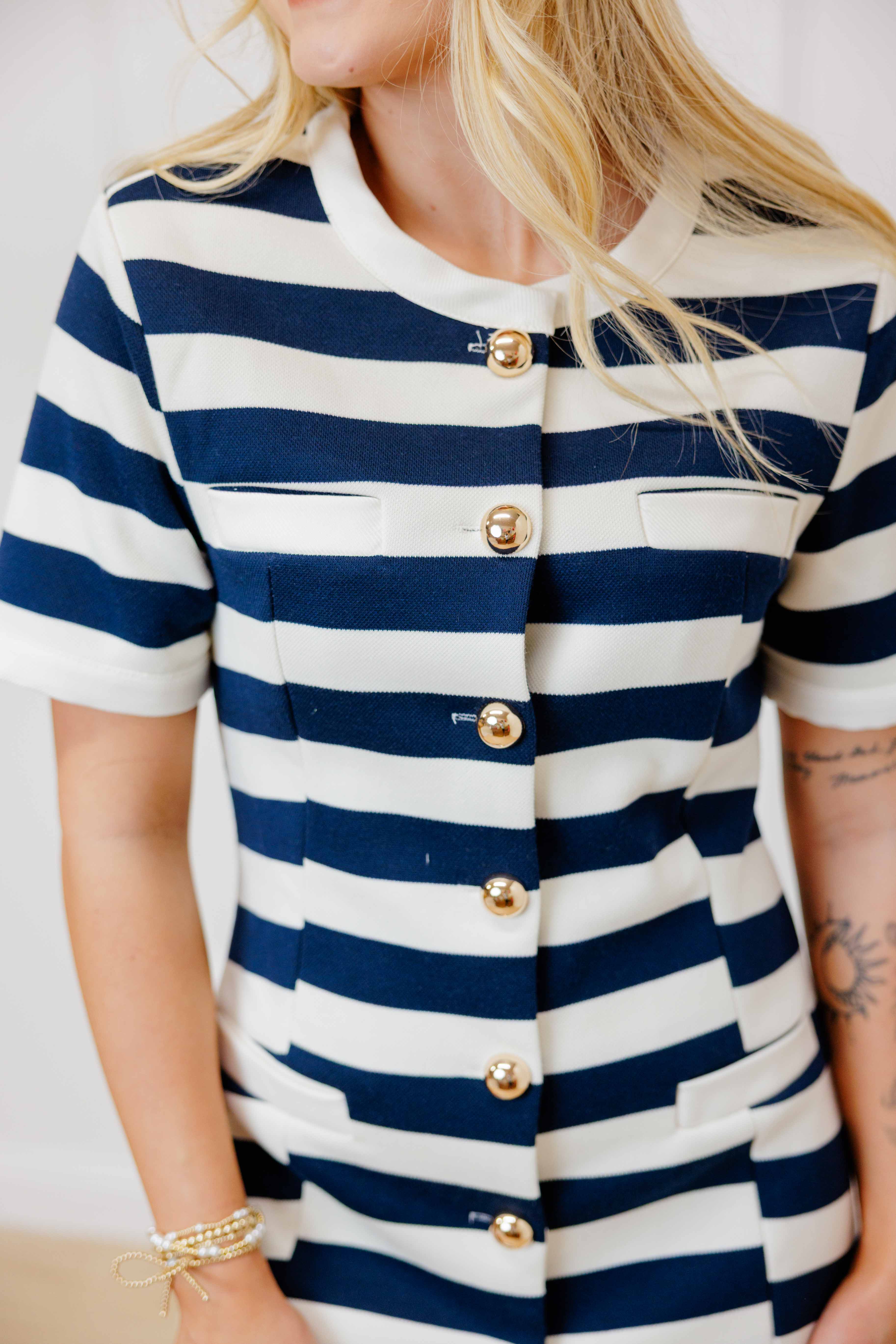Navy Clarissa Striped Dress
