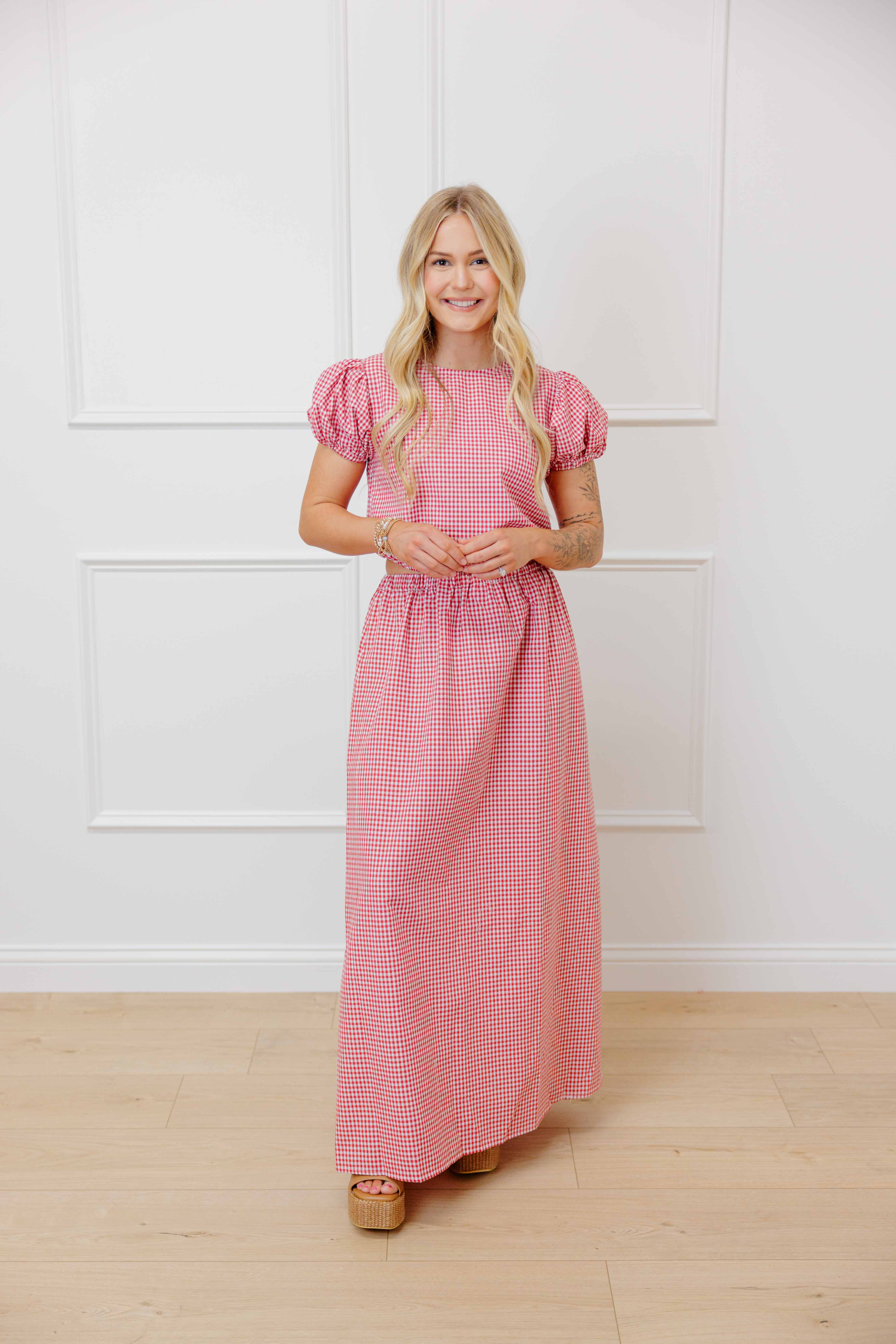 Red Gingham Skirt Set