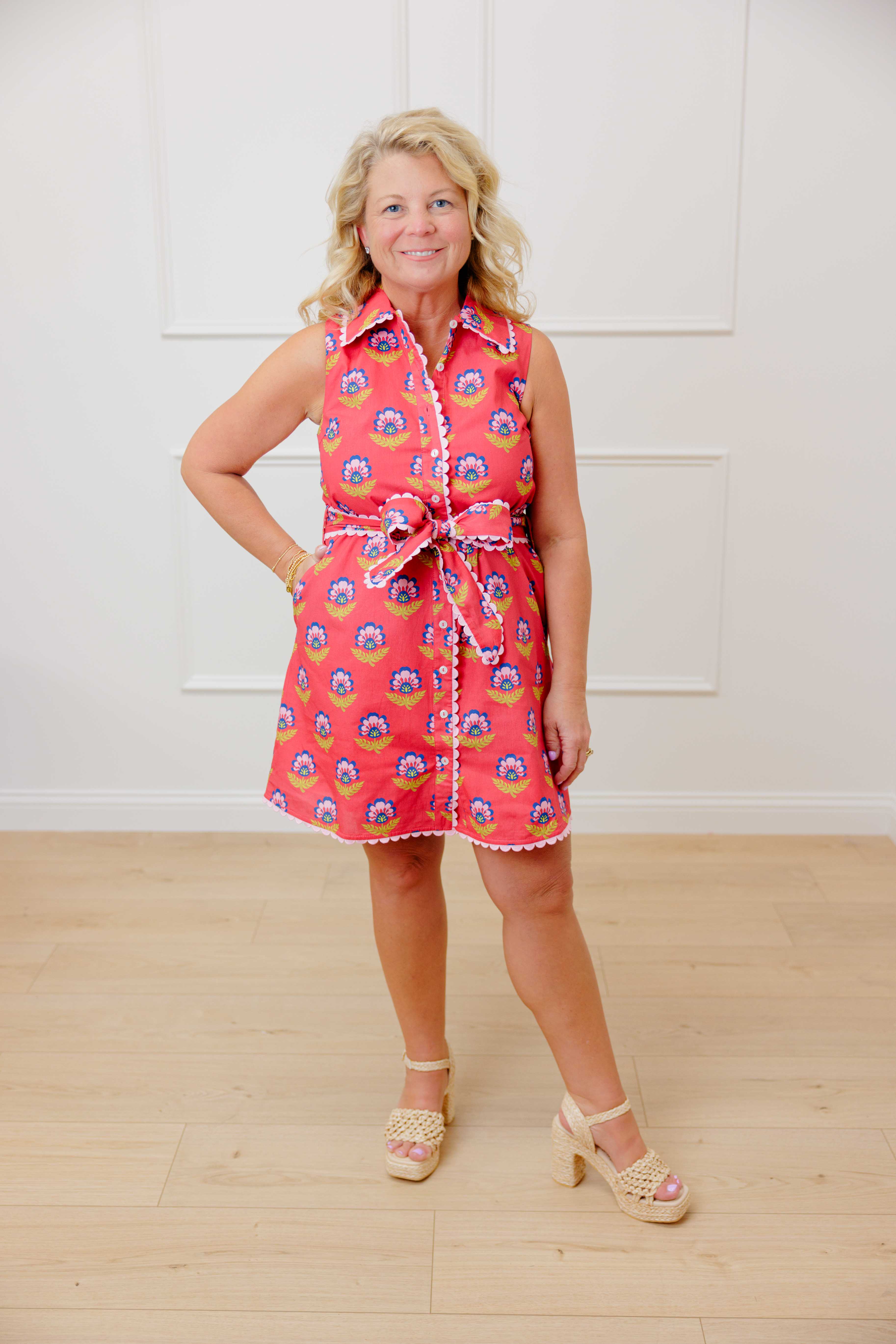 Berry Floral Trim Dress