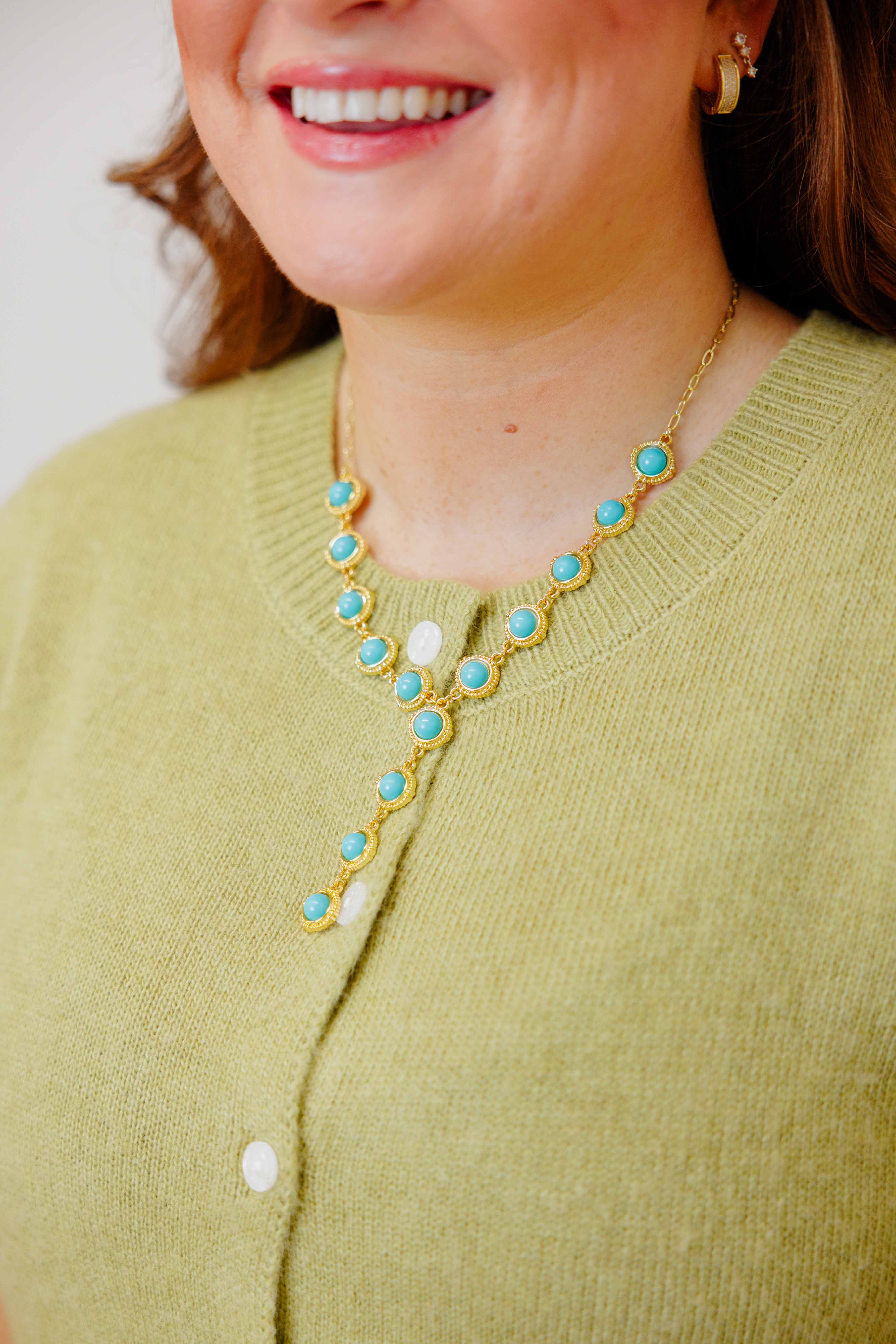 Turquoise Cascade Gold Necklace
