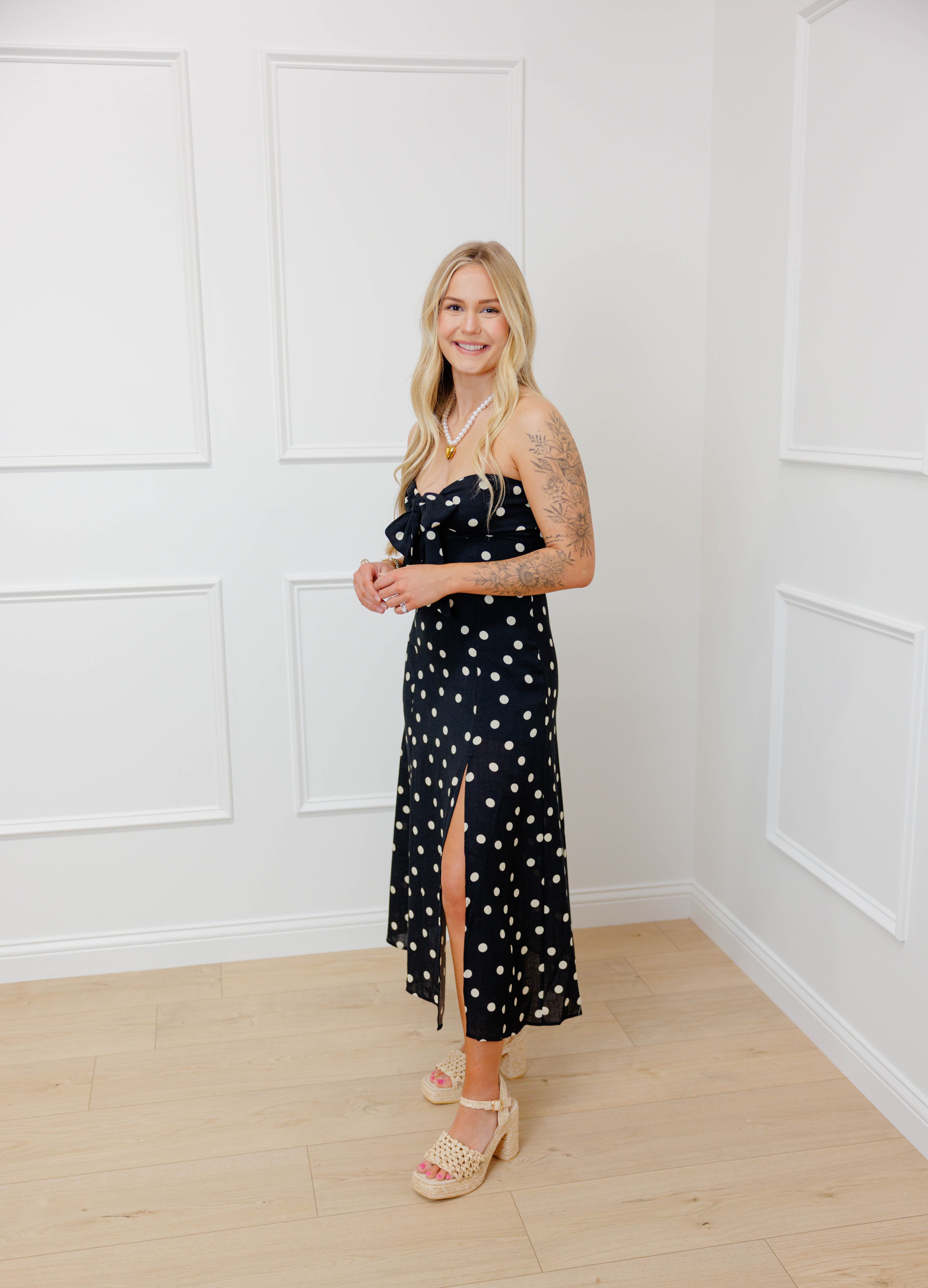 Show Out Strapless Midi Dress