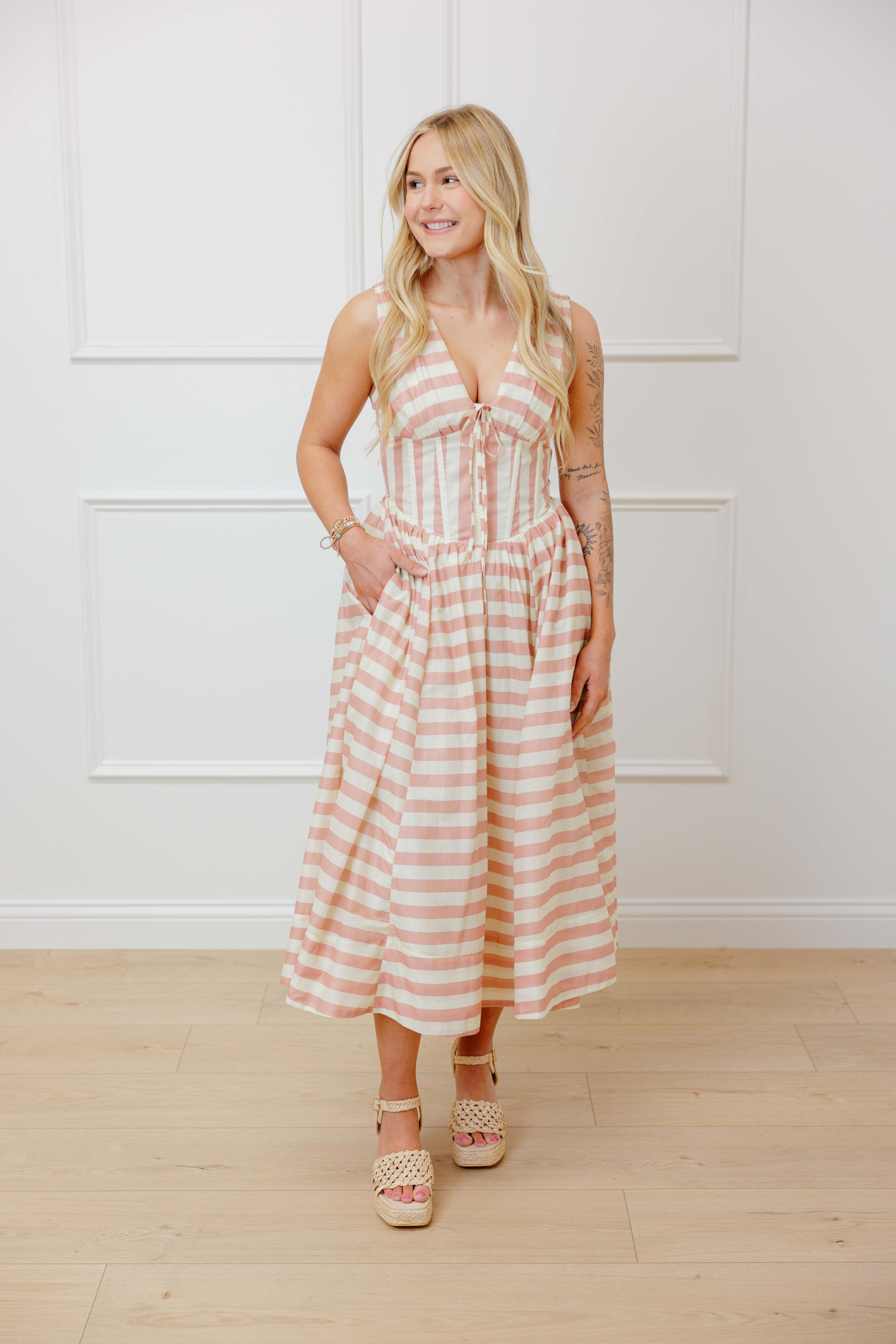 Shae Striped Midi Dress