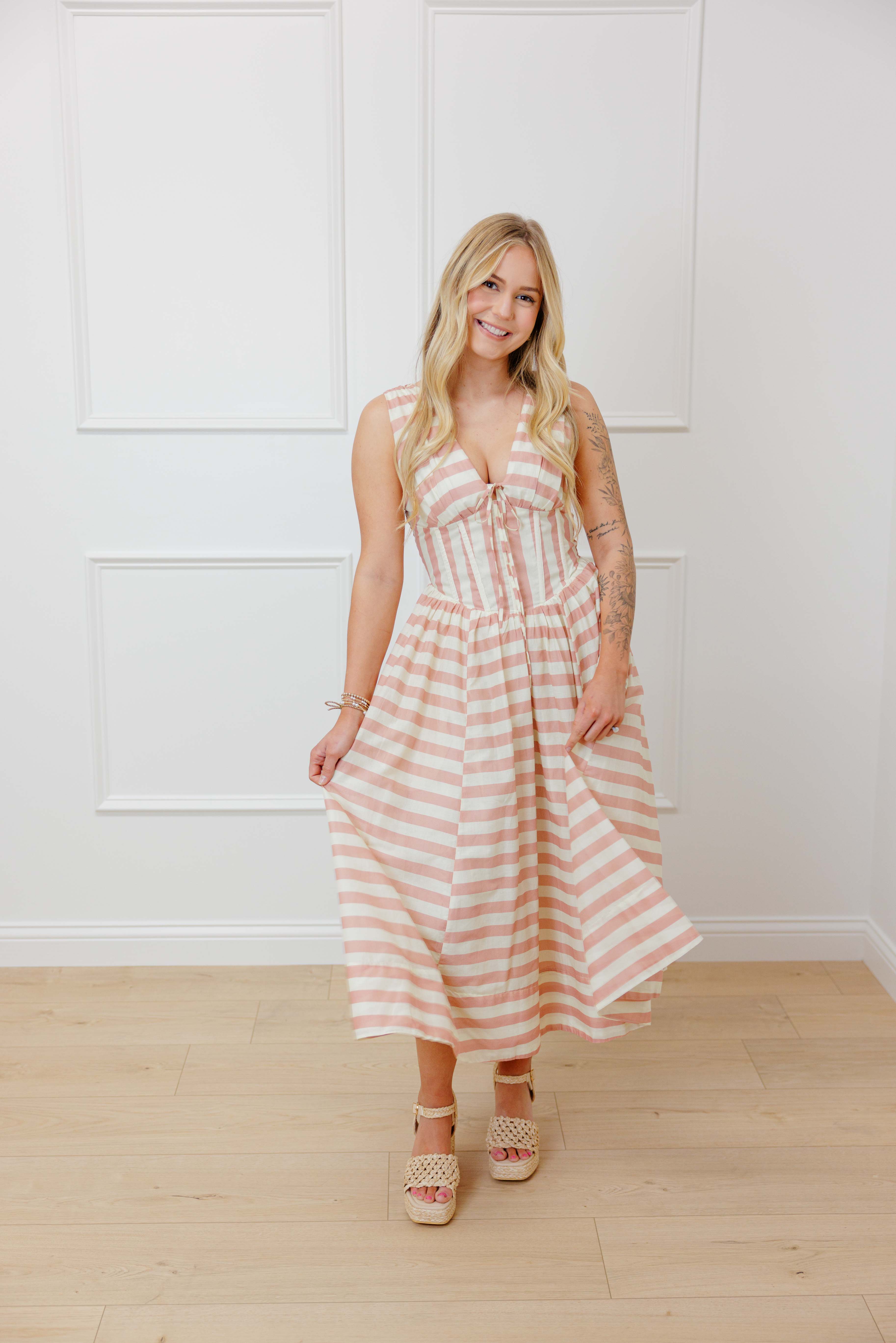 Shae Striped Midi Dress