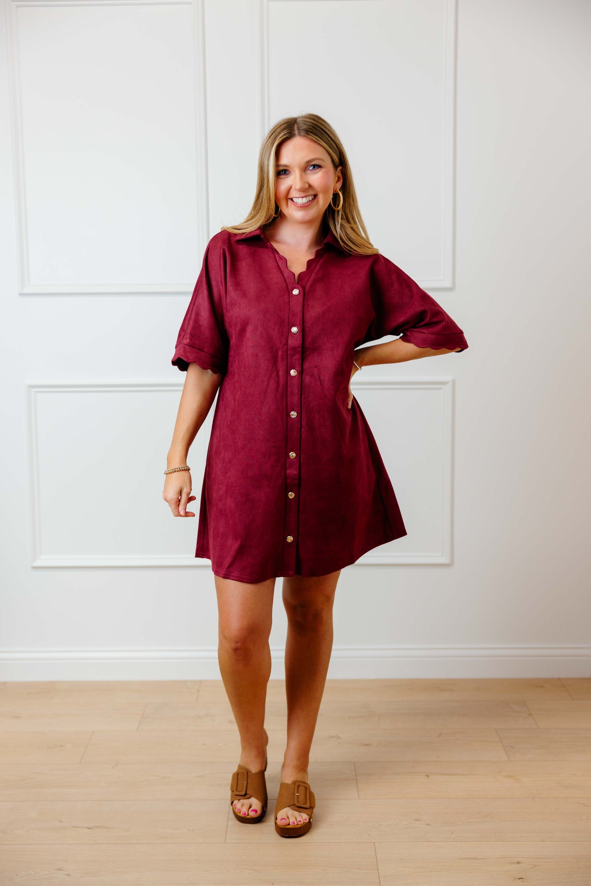 Burgundy Faux Suede Dress