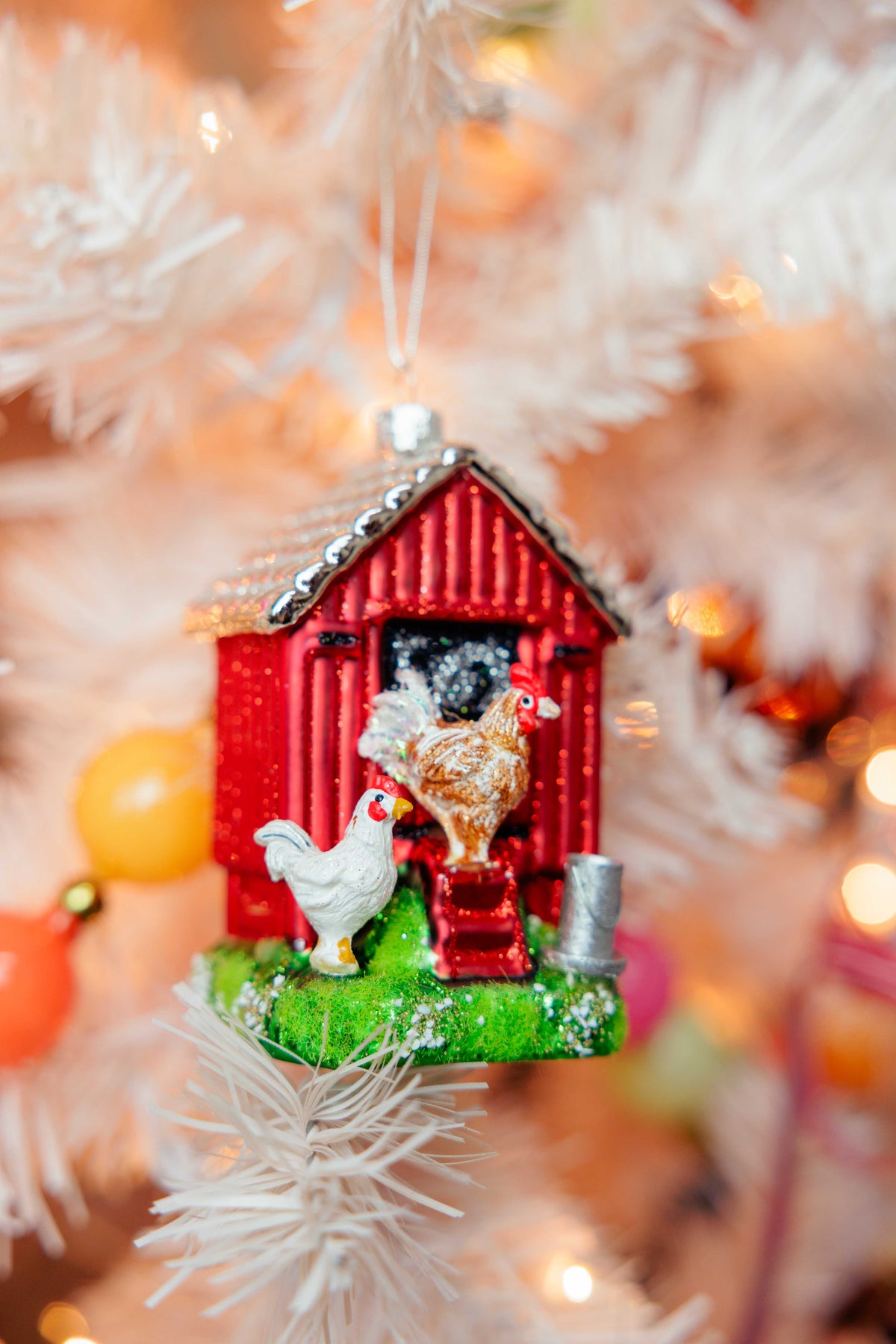 Red Chicken Coop Ornament