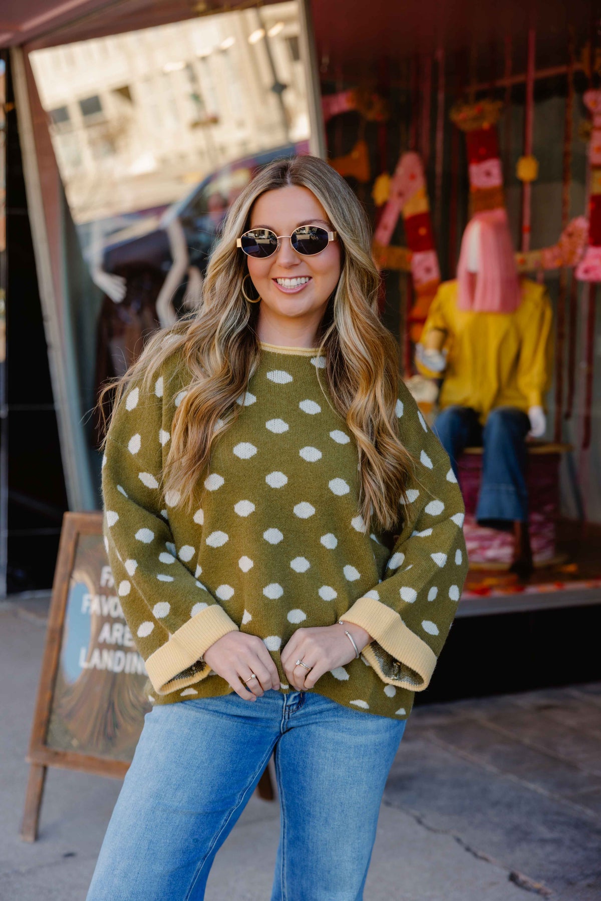 Polka Dot Roll Up Sweater