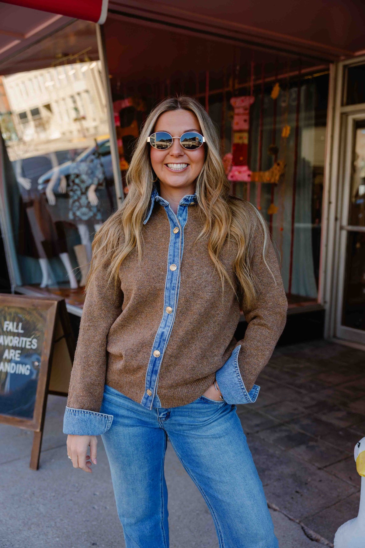 Mocha Denim Collar Cardigan