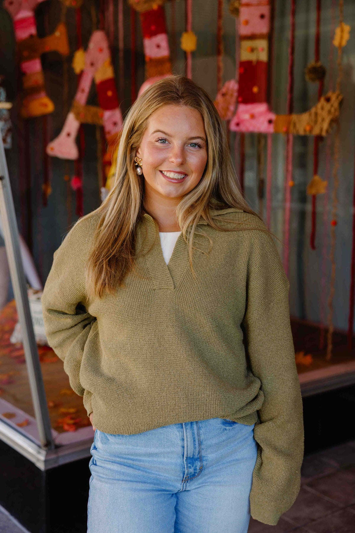 Moss Collared Polo Sweater