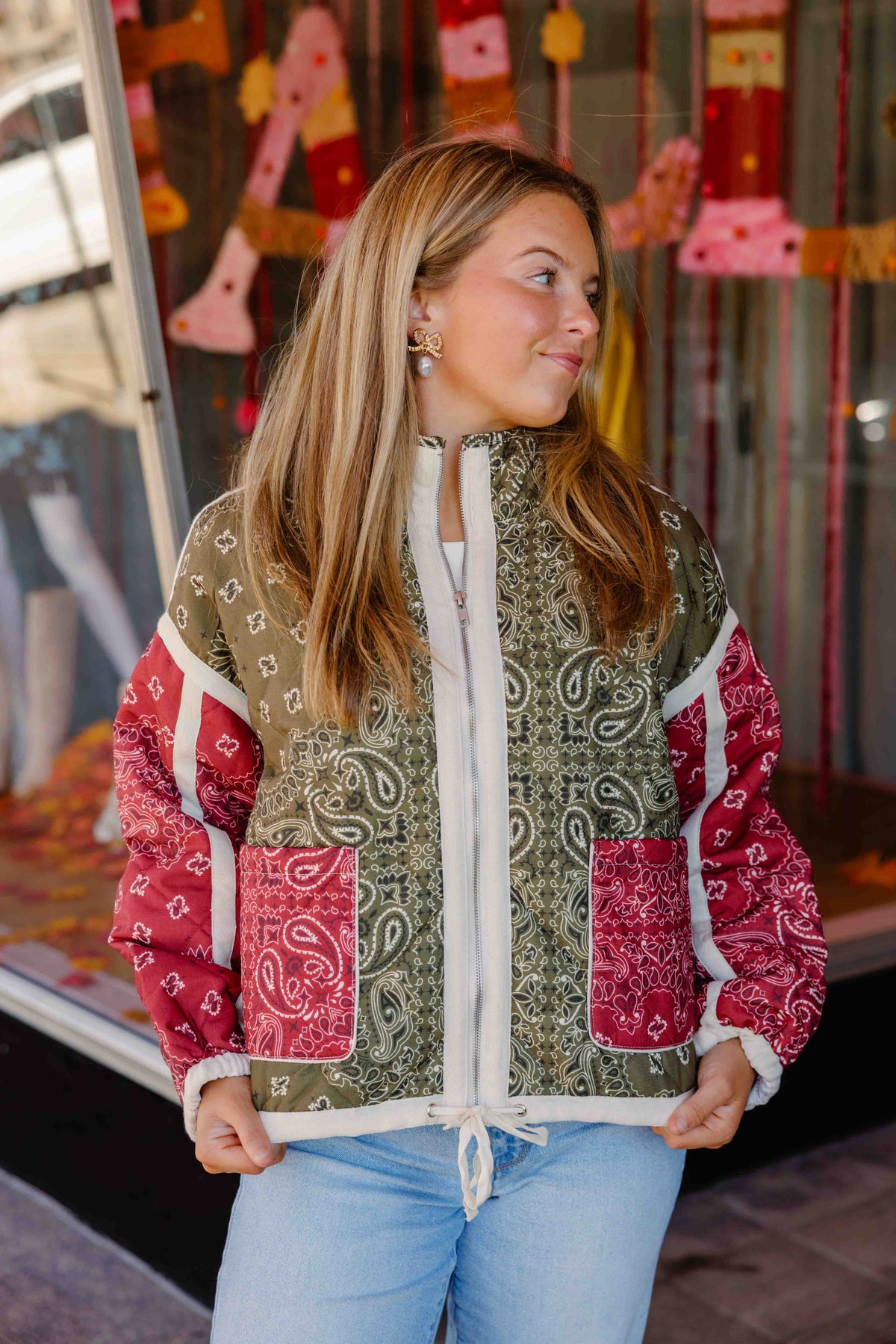 Olive Paisley Quilted Jacket