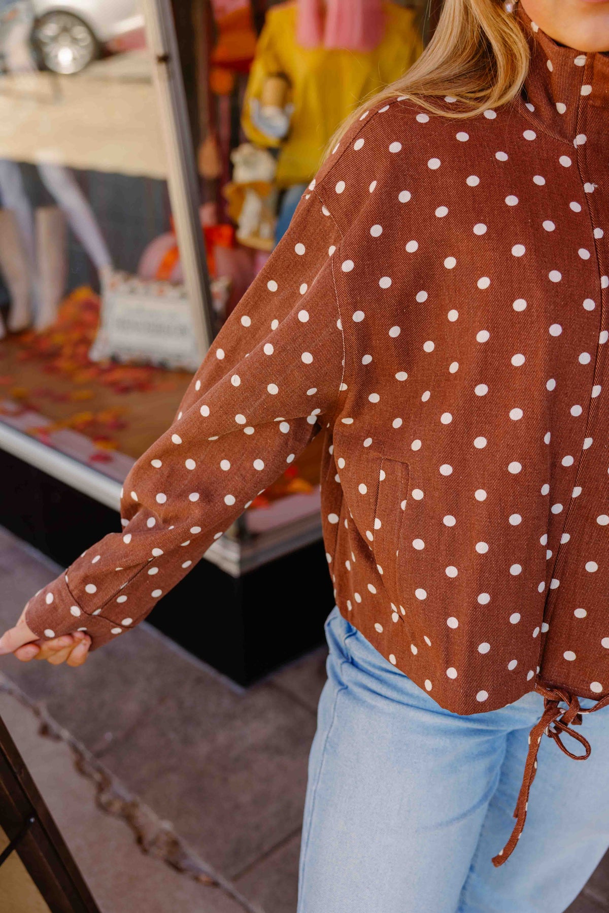 Brown Dot Drawstring Jacket
