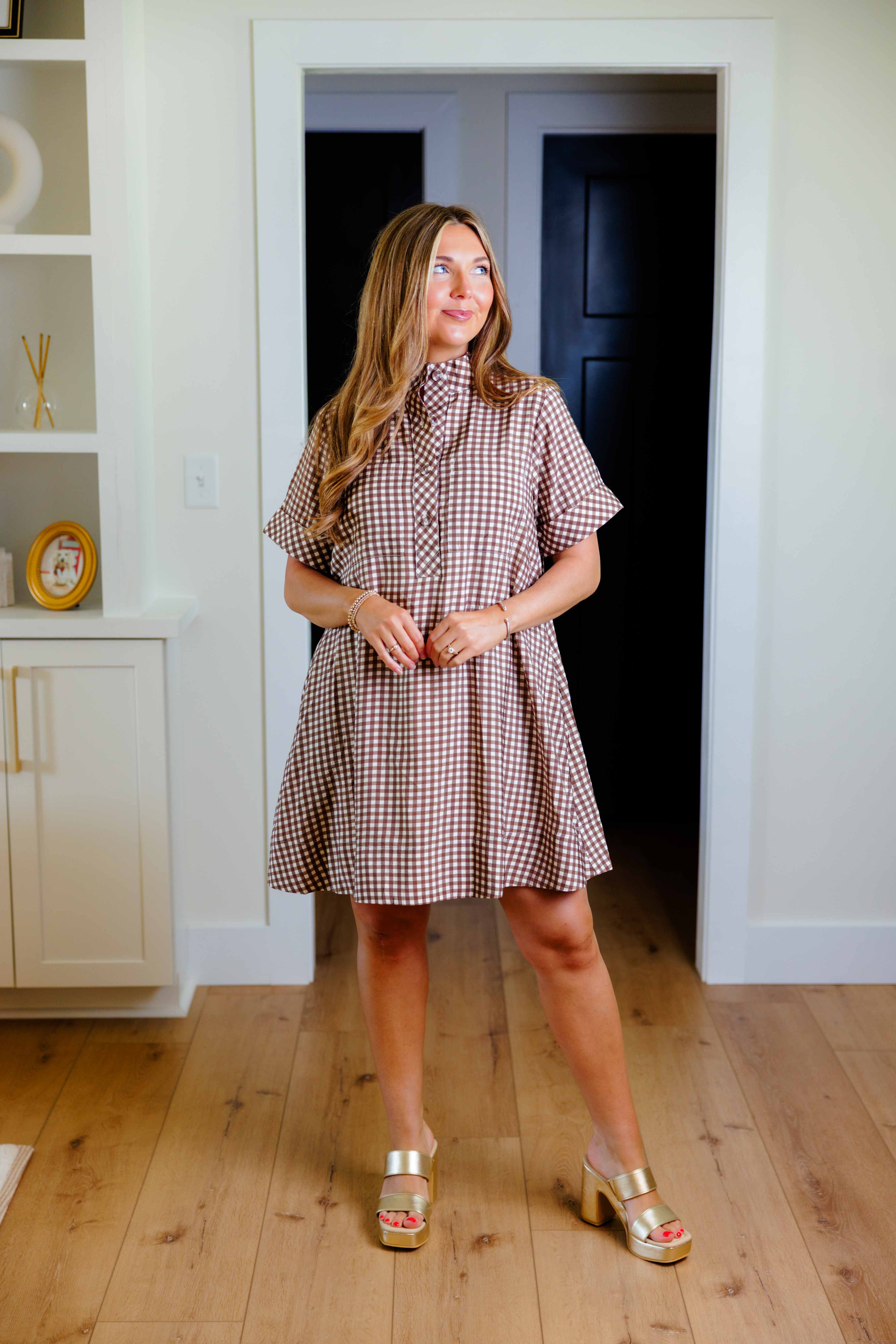 Brown Gingham Everyday Dress