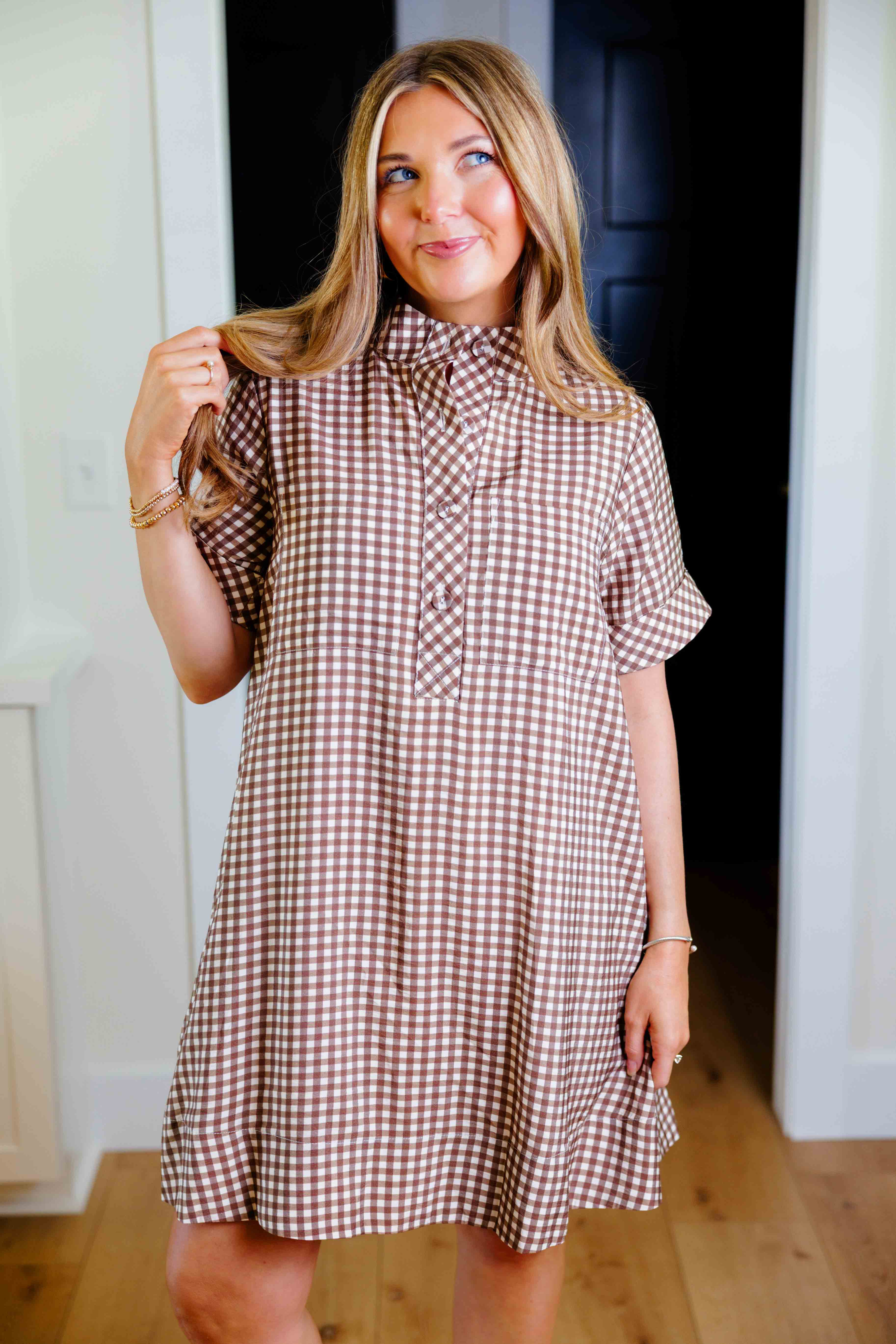 Brown Gingham Everyday Dress