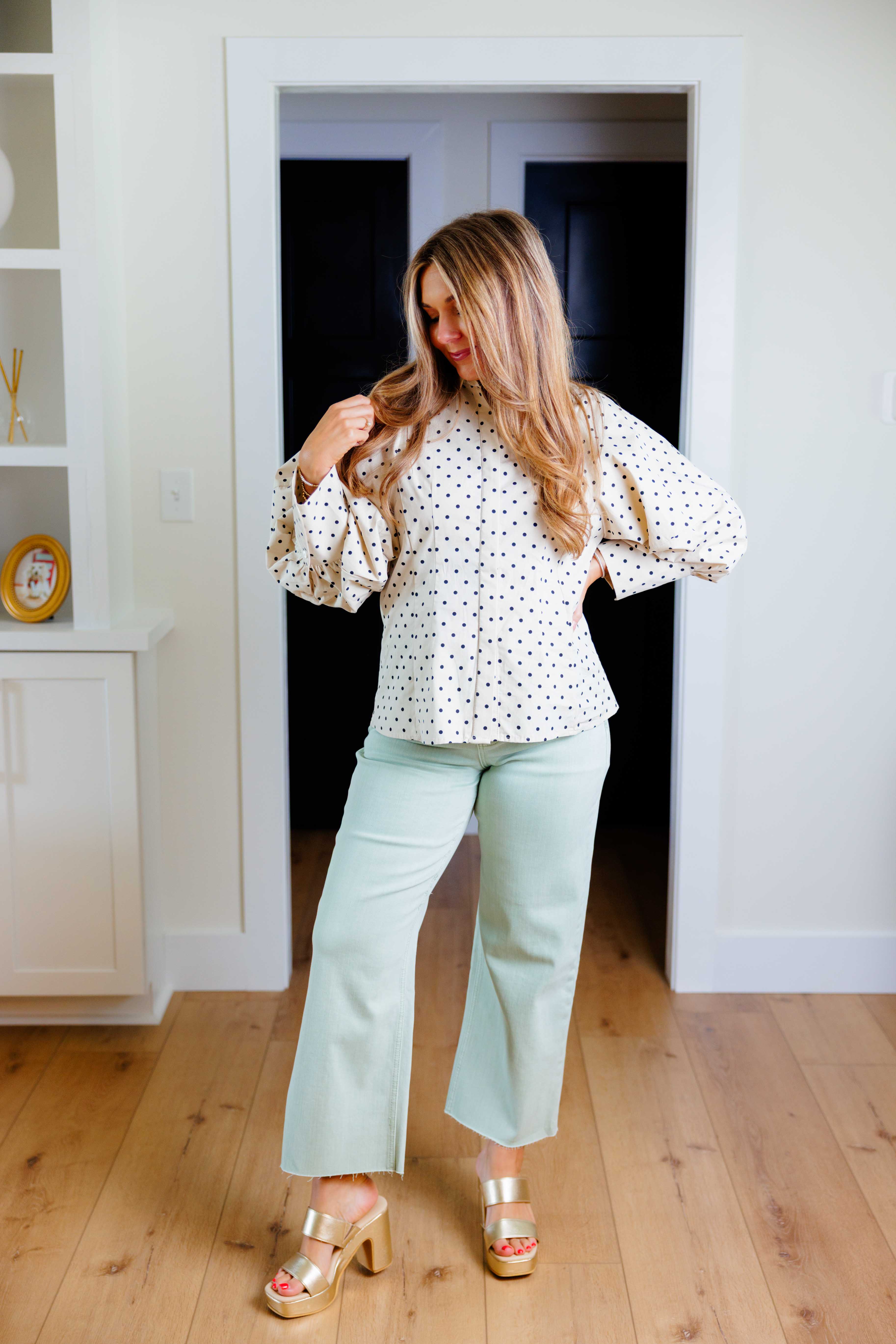 Taupe Polka Dot Top