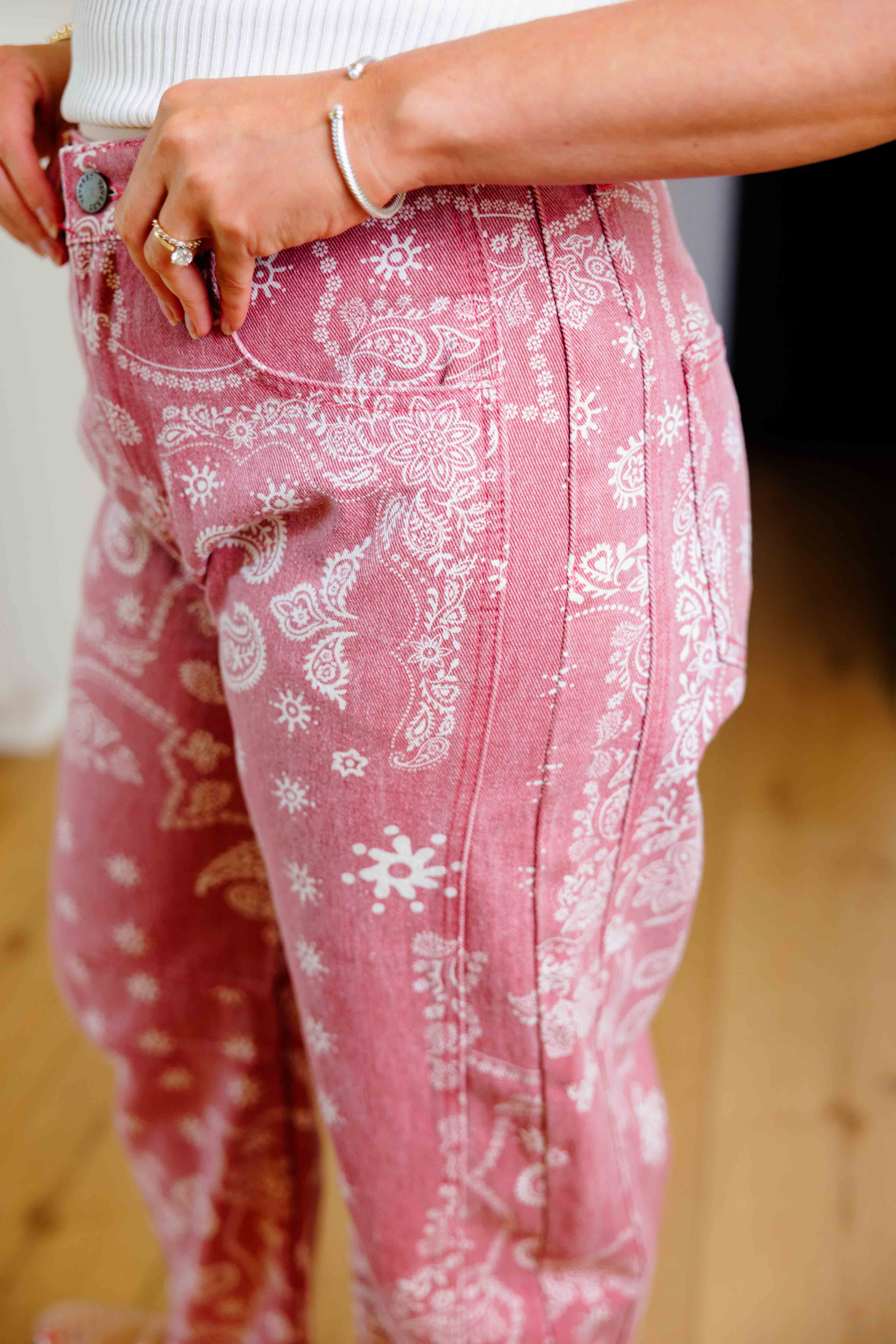 Paisley Printed Denim Pants