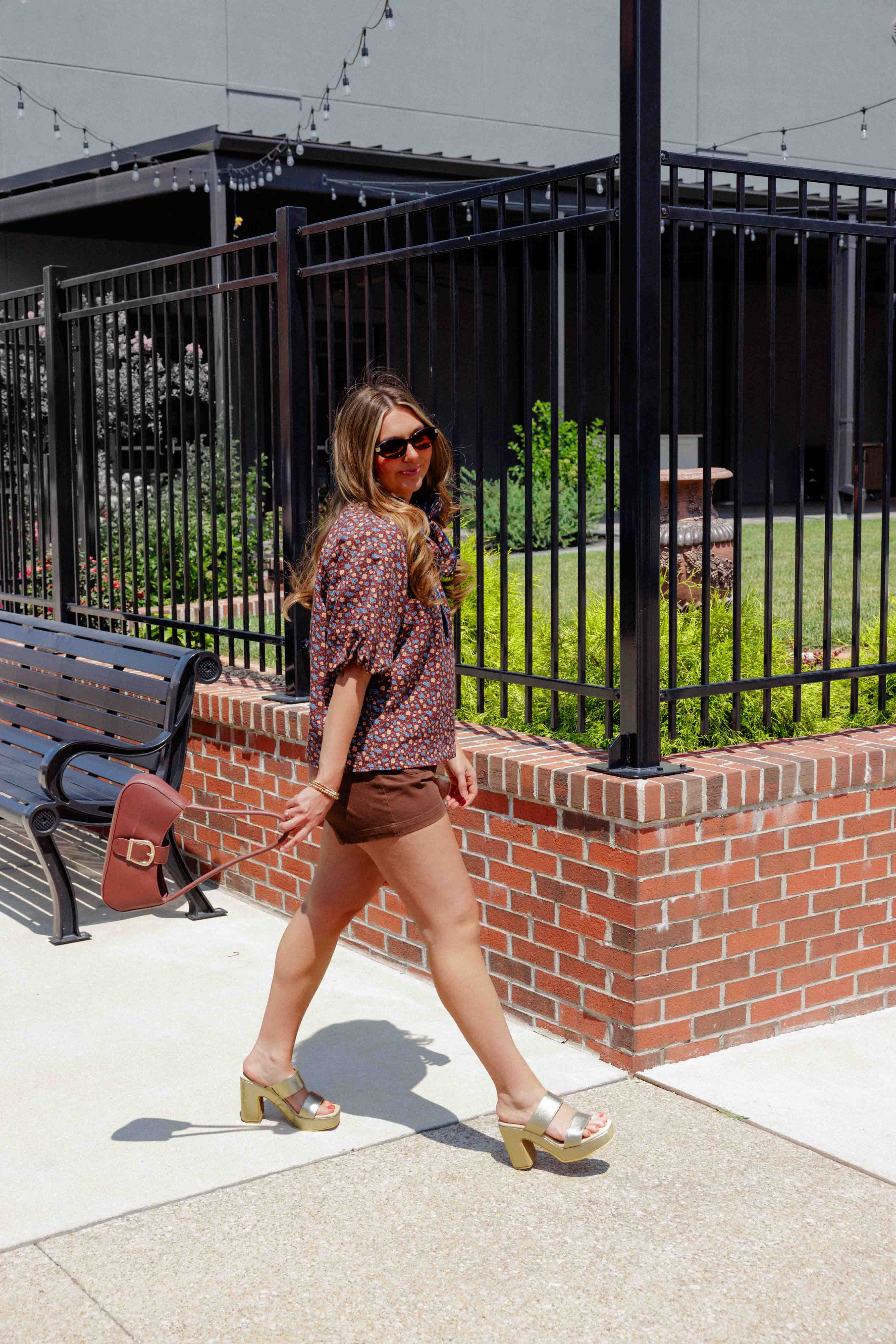 Brown Floral Tie Top